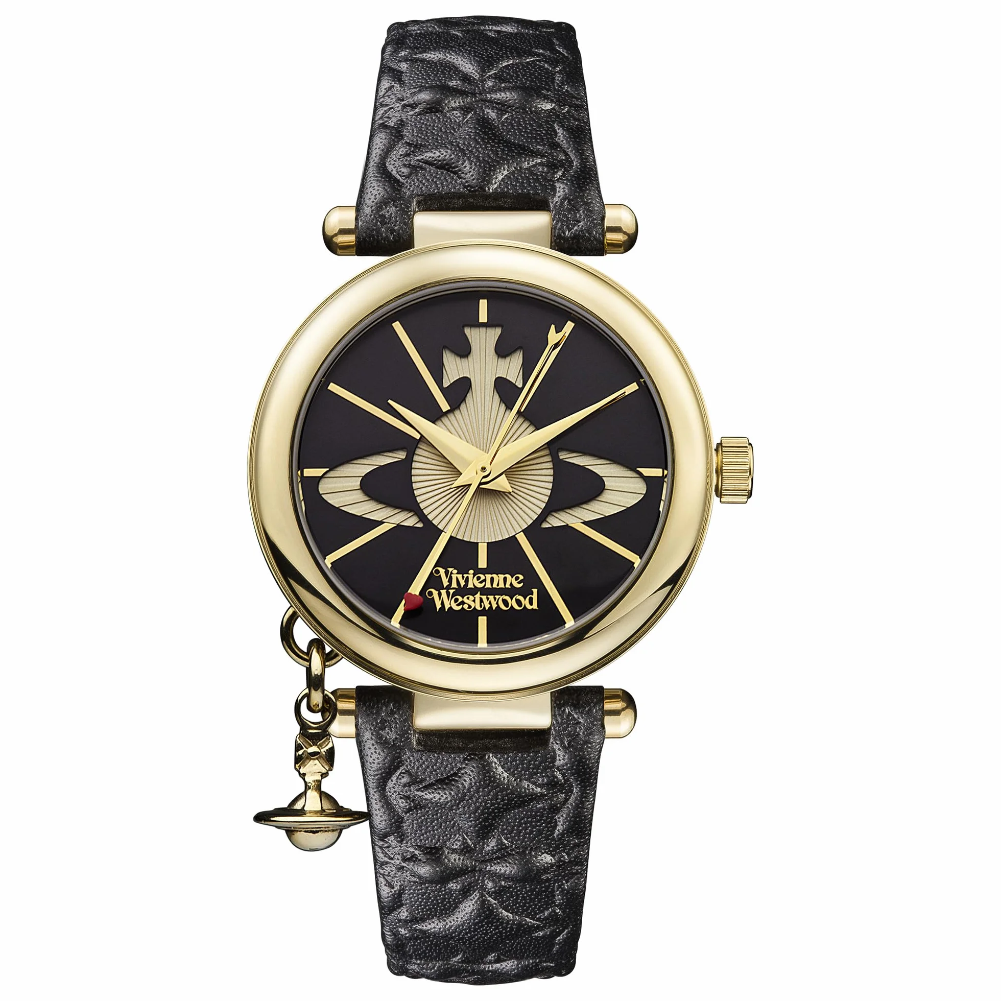 Vivienne Westwood Damski zegarek Orb II czarny skórzany pasek