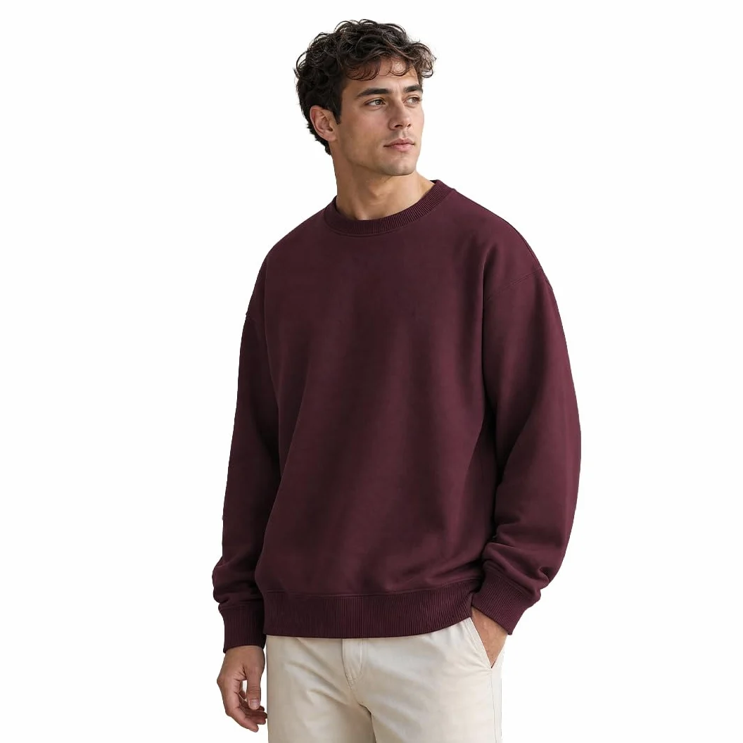 NOBERO Stylowe bluzy oversize dla mężczyzn | 280 g/m² bawełna bogaty polar jednolity oversize luźny krój bluzy męskie | stylowa i swobodna bluza zimowa dla mężczyzn