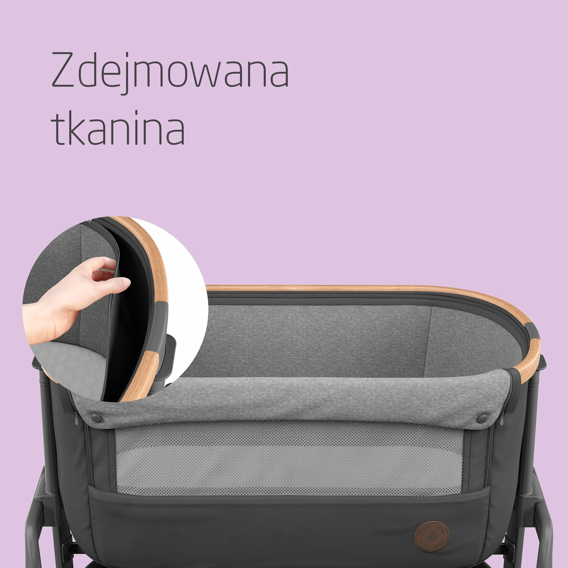 Maxi-Cosi Iora Łóżeczko Przystawka, Co-sleeper , 0–6 mies., maks. 9 kg, 4 Poz. Odchylenia i 5 Wysokości, Łatwe Przesuwanie, Wygodny Materac, Duży Kosz, Łatwe Przenoszenie, Essential Graphite