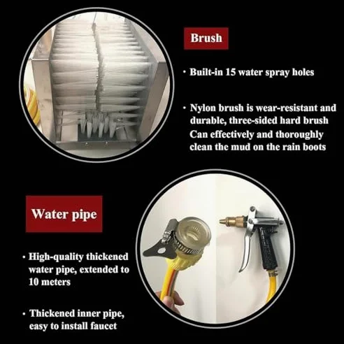Automatyczna maszyna do czyszczenia butów – spray wodny z trójstronnymi szczotkami do usuwania kurzu, śniegu i błota - nadaje się do użytku w gospodarstwie i budownictwie