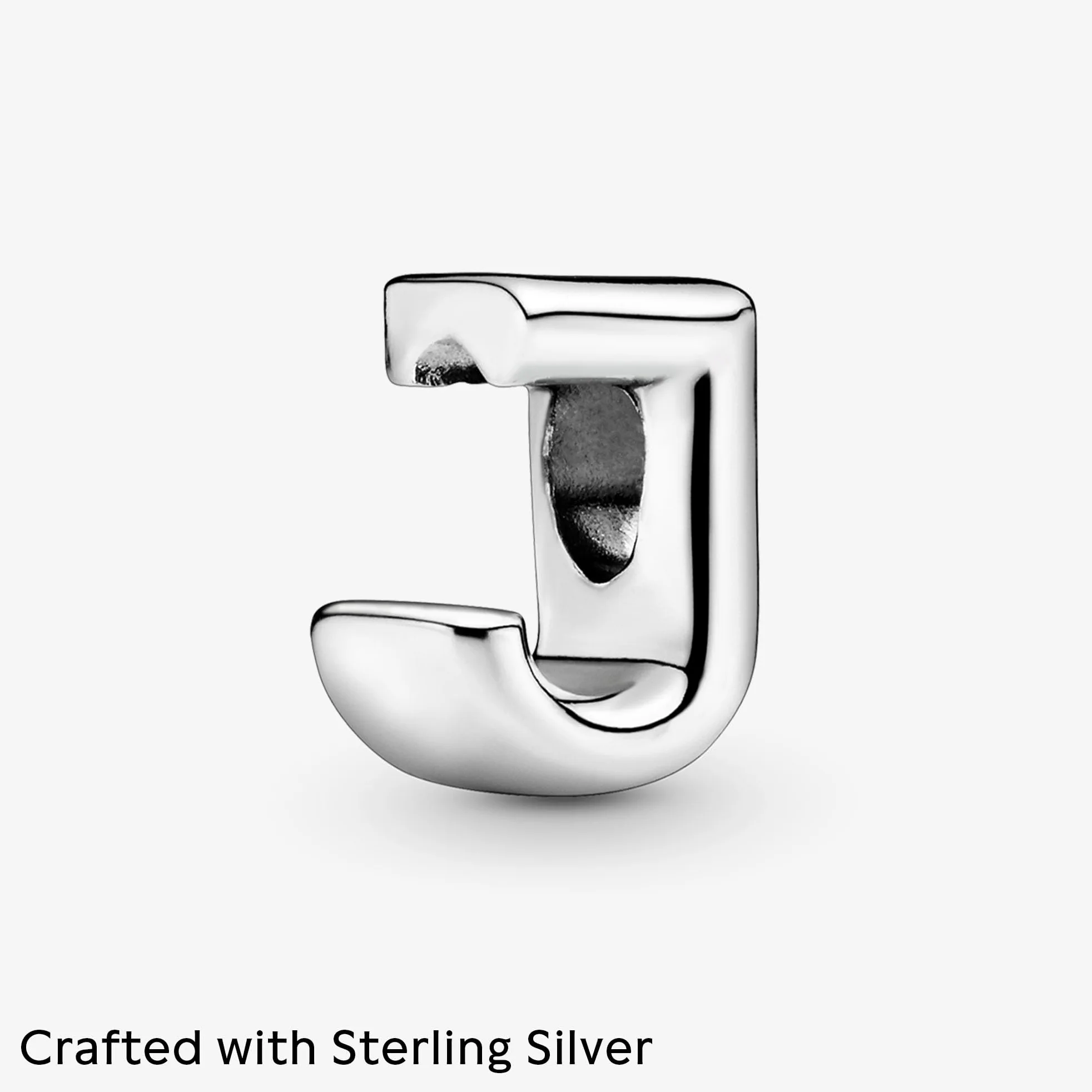 PANDORA Moments Buchstabe J - wendbares Alphabet-Charm aus Sterling-Silber mit geprägten Herzen und Perlen an der Rückseite - kompatibel mit Armbändern Moments Kollektion