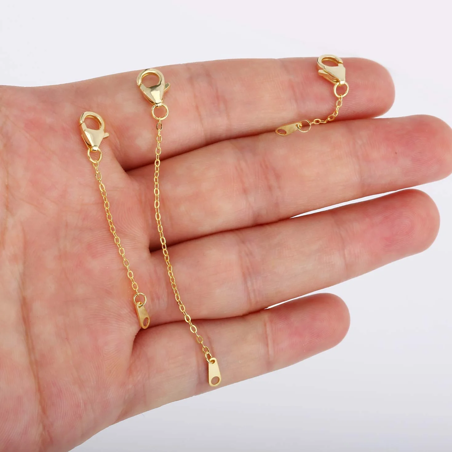 ALEXCRAFT Przedłużacz naszyjnika, pozłacany, srebro wysokiej próby 925, 3 szt., przedłużka łańcuszka, choker, bransoletka przedłużająca do produkcji biżuterii (3 x 3 cale)