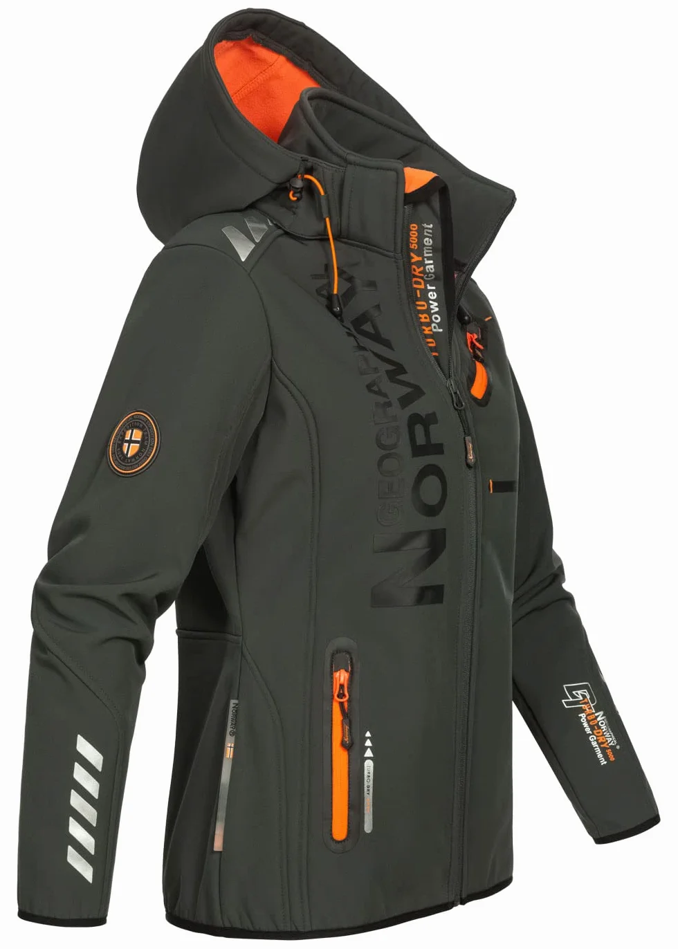 Geographical Norway REINE Lady - Damska kurtka softshellowa, odporna i wodoodporna kurtka wiatrowa - kurtka outdoorowa z kapturem