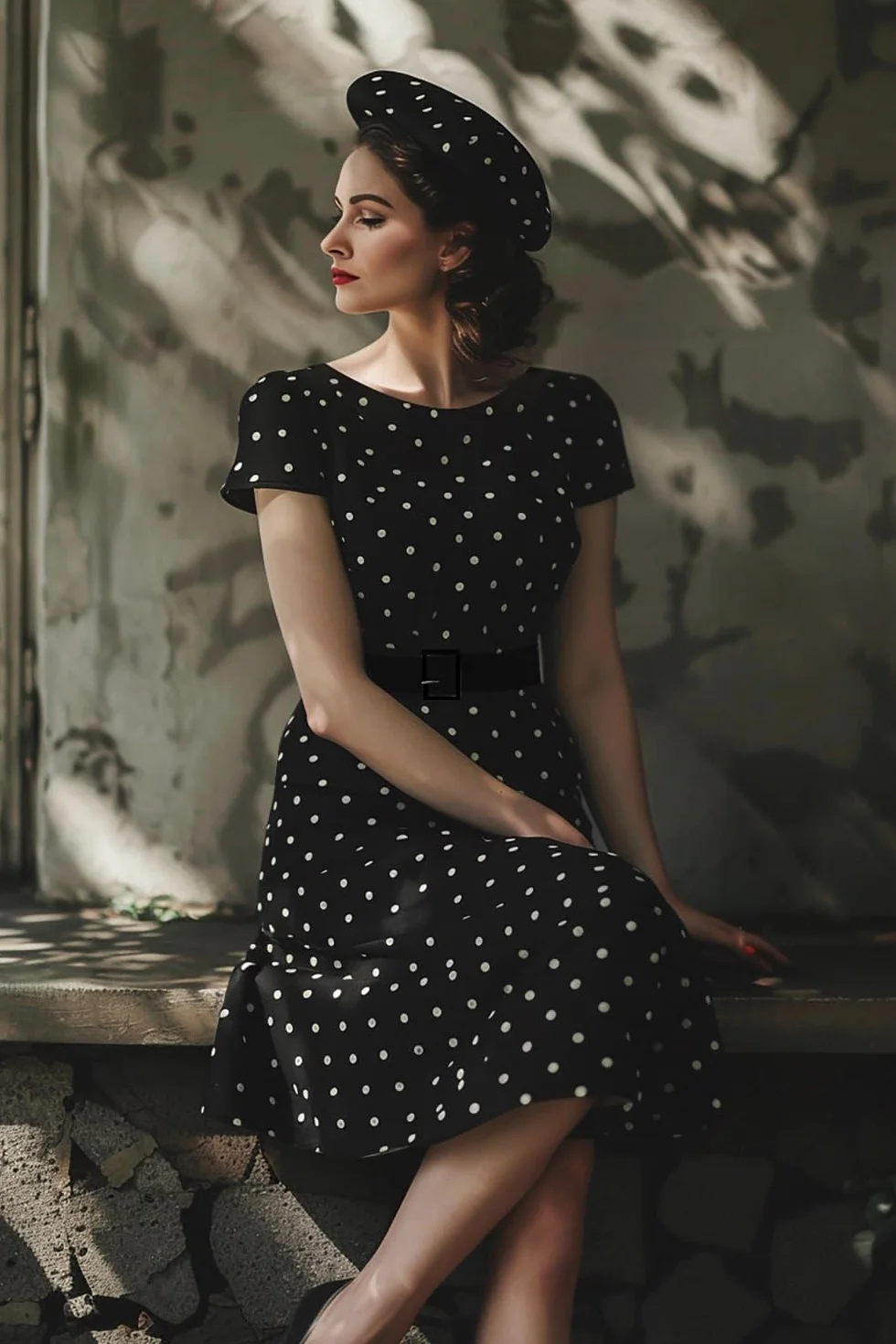 Axoe Sukienka damska w stylu lat 50., Audrey Hepburn, styl vintage, rockabilly, koktajlowa, na imprezę, w groszki