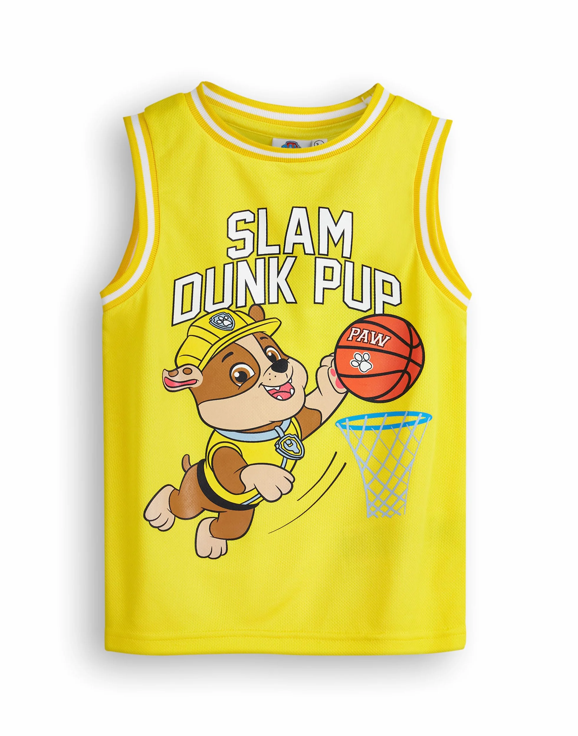 Paw Patrol Boys Rubble Koszulka i spodenki do koszykówki | Kids Slam Dunk Pup Dwuczęściowy żółty strój sportowy | Zestaw dla dzieci