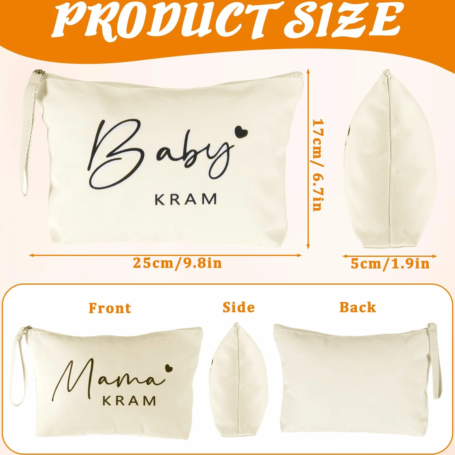 Bewudy 2 sztuki kosmetyczki, dla mamy, dziecka, prezent dla przyszłych matek, z zamkiem błyskawicznym, dla matki, na baby shower, prezent dla kobiet w ciąży