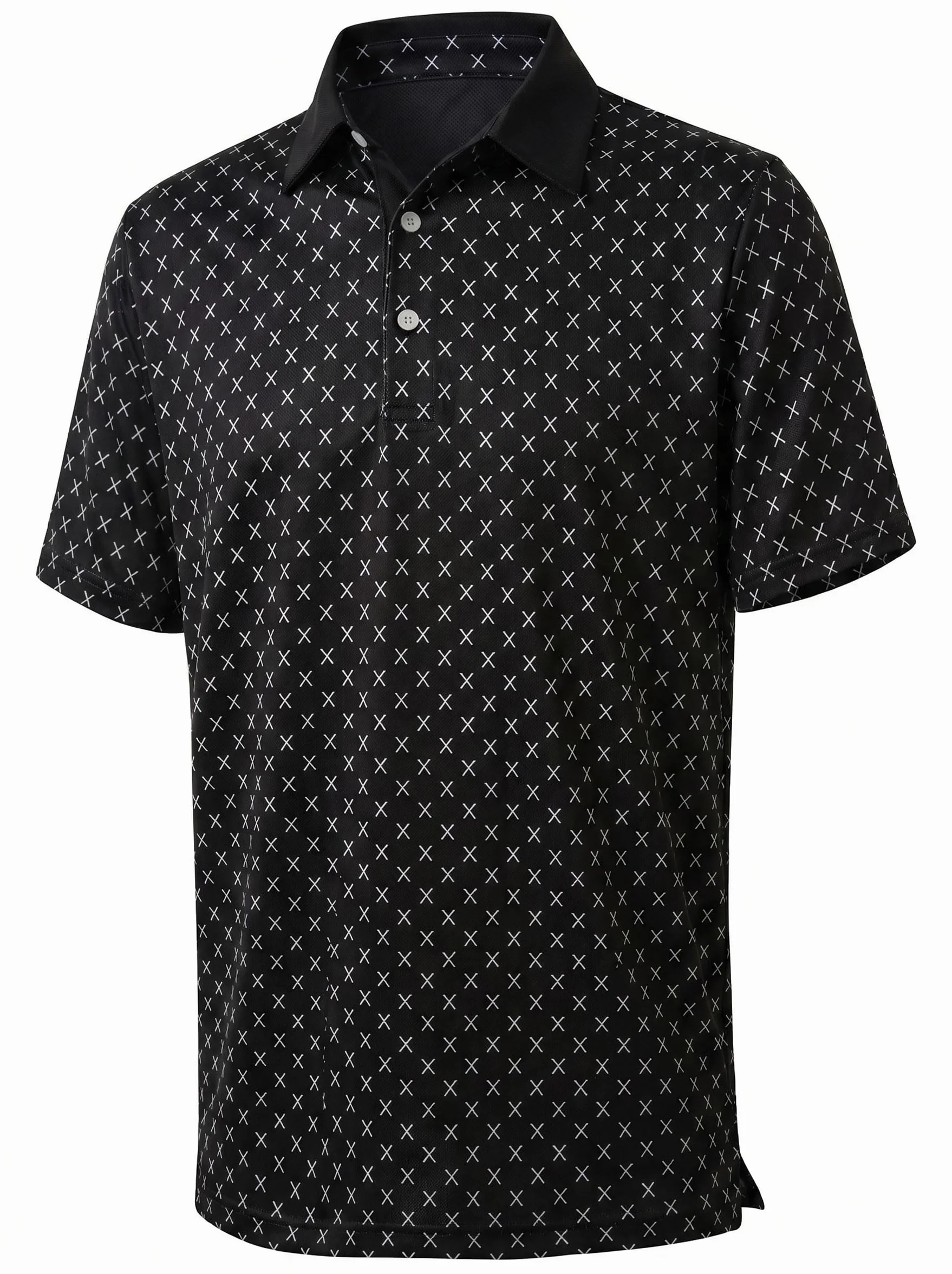 GLESTORE Męska koszulka polo z krótkim rękawem Koszulki polo dla mężczyzn, Black, L