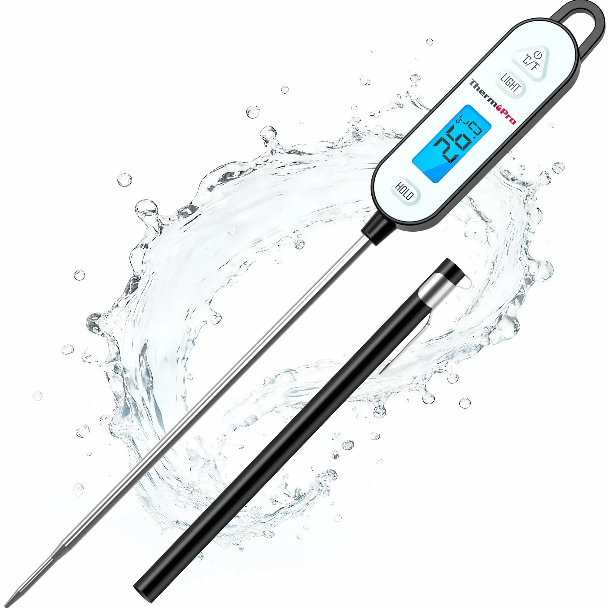 ThermoPro Cyfrowy termometr do mięsa ze składaną sondą, termometr do smażenia, do wędzenia, grilla, kuchni