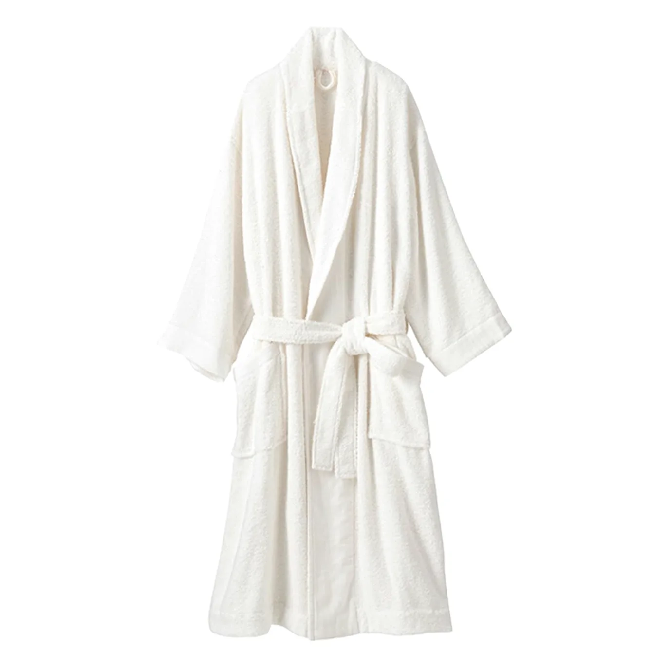 Miękki lekki bawełniany szlafrok dla kobiet mężczyzn, cienki szlafrok unisex średniej długości, solidny pluszowy szlafrok w stylu kimono, biały XL