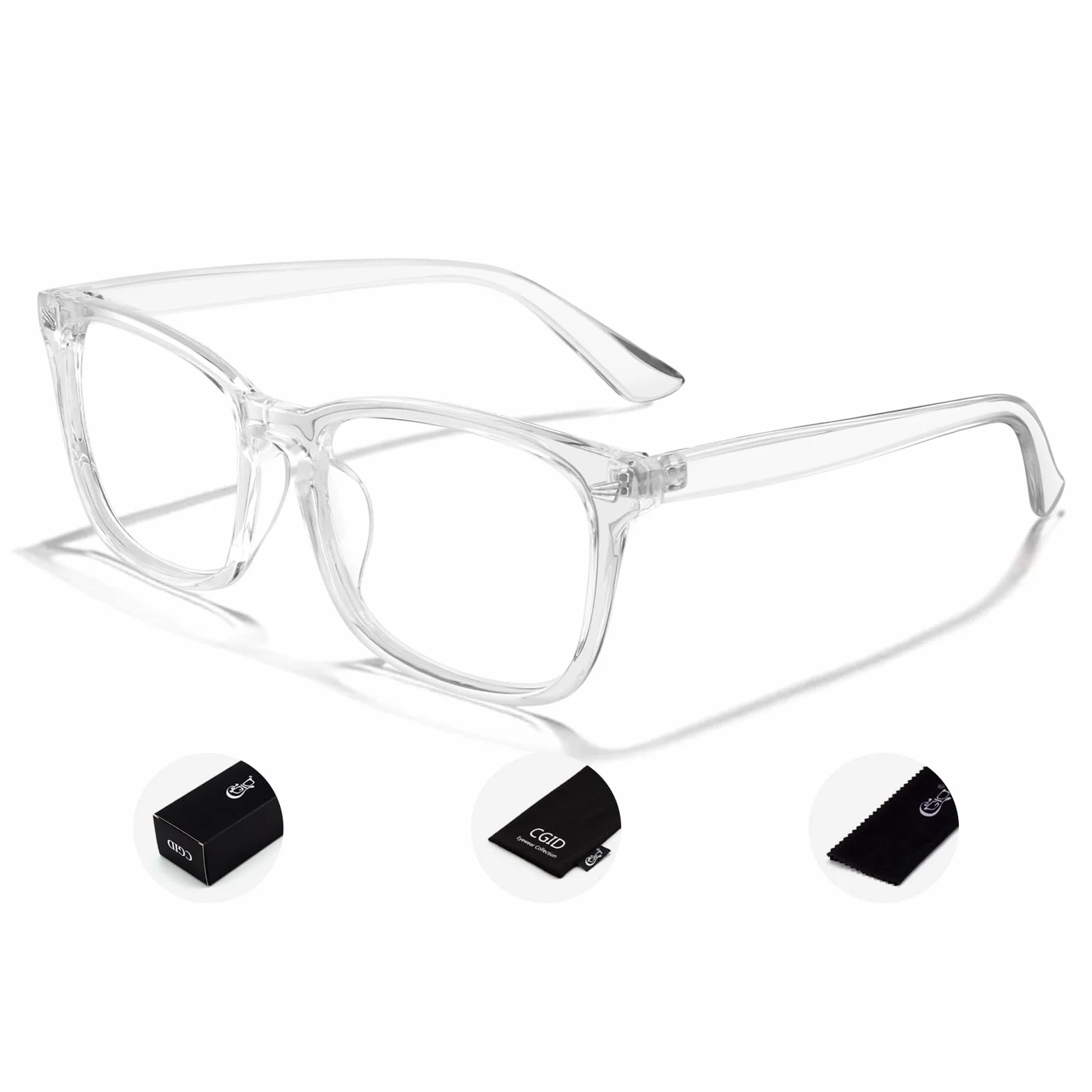 CGID CN81 Sztuczne okulary Kobiety Mężczyźni Duże Duże Duże Przezroczyste Soczewki Róg Rimmed Okulary 100% Ochrona UV400
