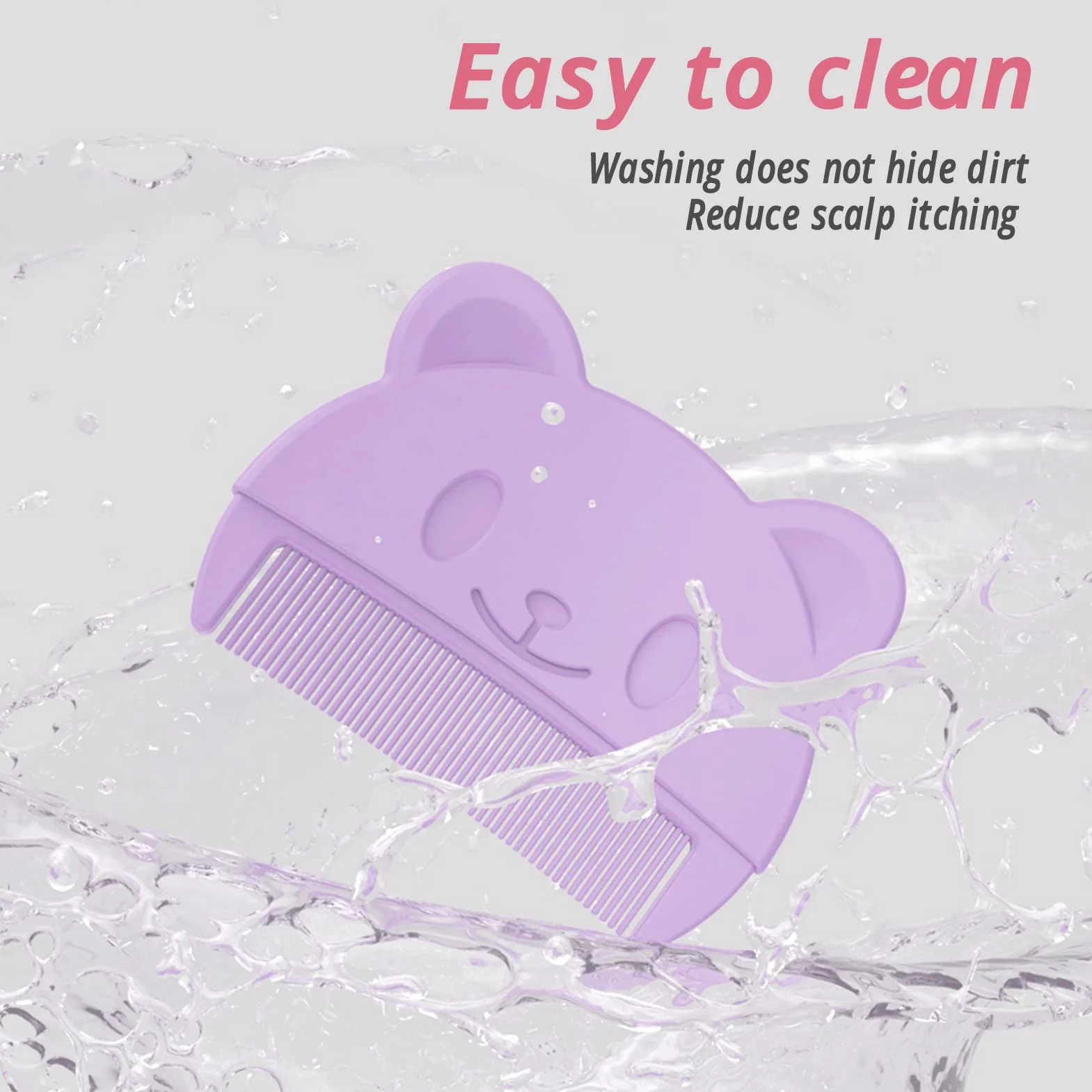 Cradle Cap Brush and Comb, Baby Bath Silicone Brush, Miękka Szczotka Sensoryczna Grzebień do Włosów dla Dzieci z Miękkim Silikonowym Włosiem Pomaga Delikatnie Masuj Skórę Głowy(Fioletowy)
