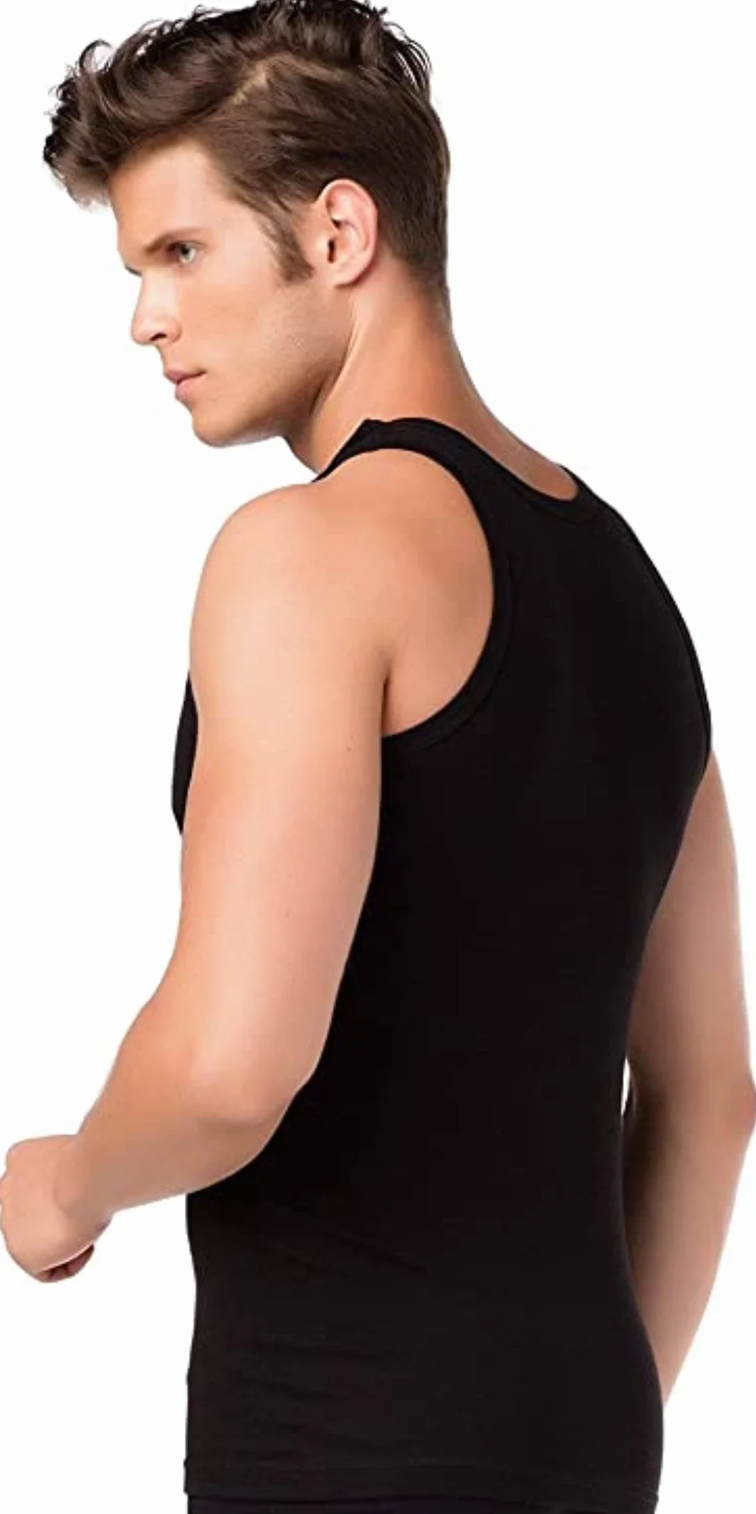 BestSale247 Zestaw 2 lub 4 szt. męskie podkoszulki, koszule pod pachami, tank top, w kolorze białym czarnym lub szarym melanżowym - drobne prążkowanie (gładkie) -100% bawełna