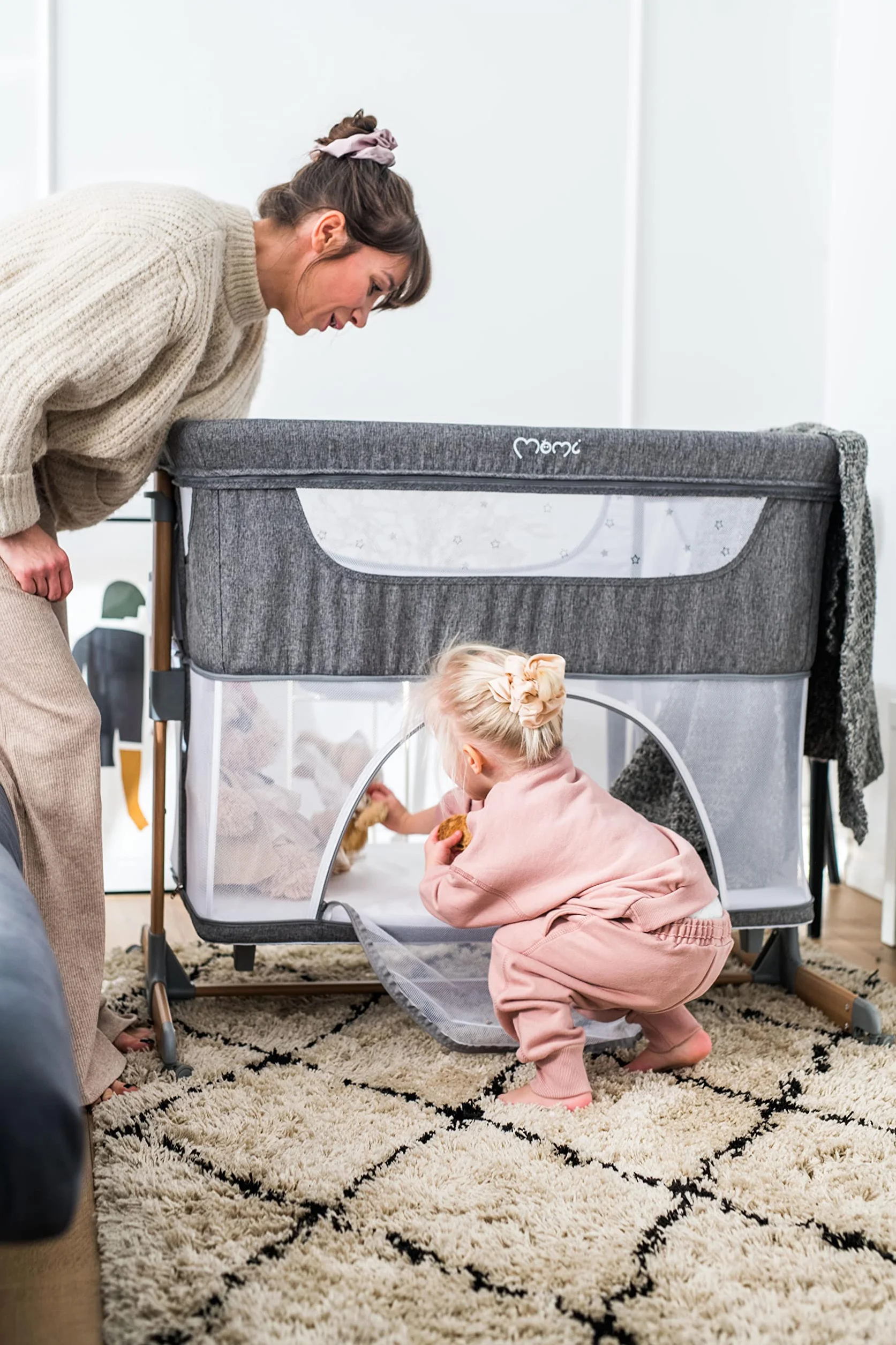 Momi SMART BED Łóżeczko Wielofunkcyjne, Beżowy, do 15 kg
