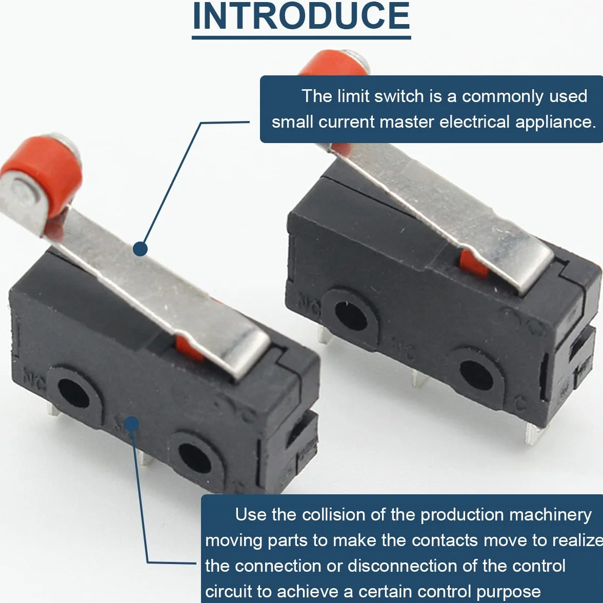 Mikroprzełącznik krańcowy z dźwignią rolkową ramię 3 piny, miniaturowy przełącznik 5 A, 125 V/250 V, do różnych przemysłowych urządzeń automatyki (20 sztuk)