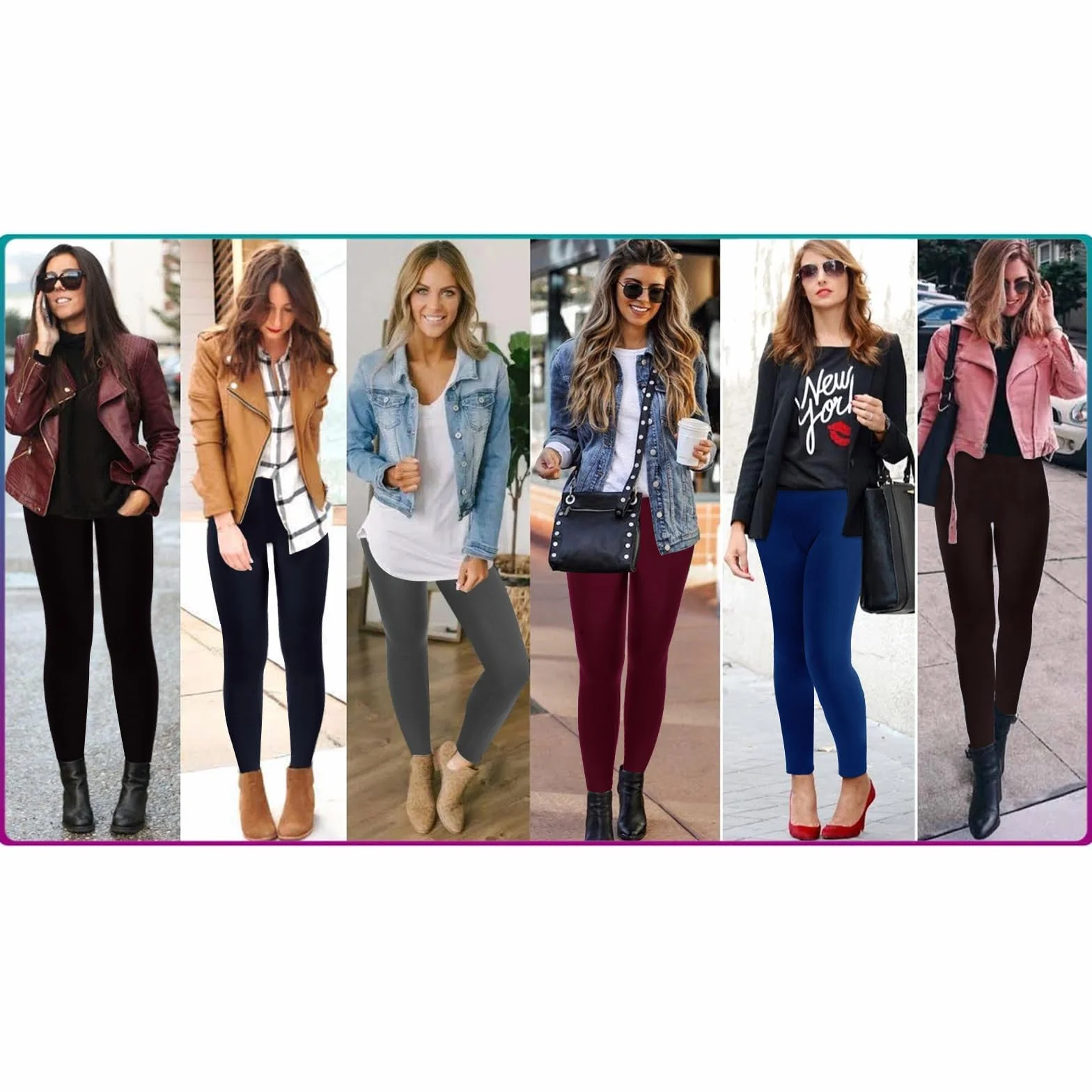 Moon Wood 7 Pack Women’s Fleece Lined Leggings High Waist Soft Stretchy Winter Warm Leggings