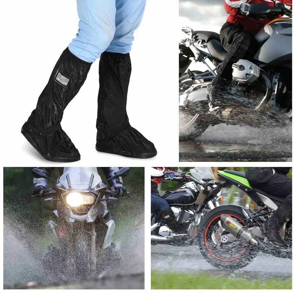 Motocyklowe Pokrowce na Buty Przeciwdeszczowe, Motocykl Hulajnoga Rowerowa Wodoodporna Antypoślizgowa Osłona na Buty na Deszczowy śnieżny Dzień(Czarny S)