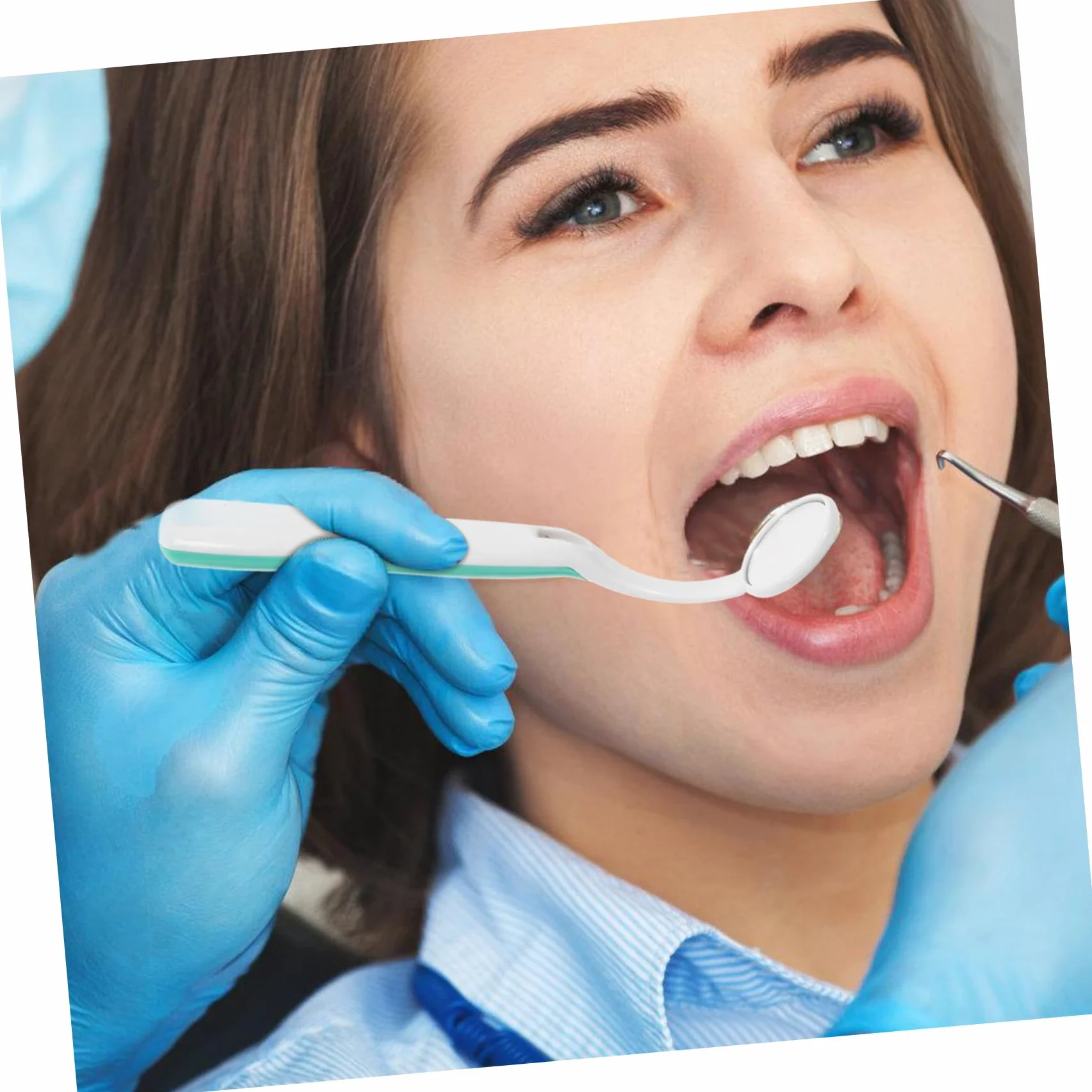 Lusterko Dentystyczne LED z Funkcją Antifogging Zielone Wziernik Do Inspekcji Zębów Plastikowe Lusterko Do Ust Stomatoskop dla Dentystów Łatwe Użyciu i Praktyczne