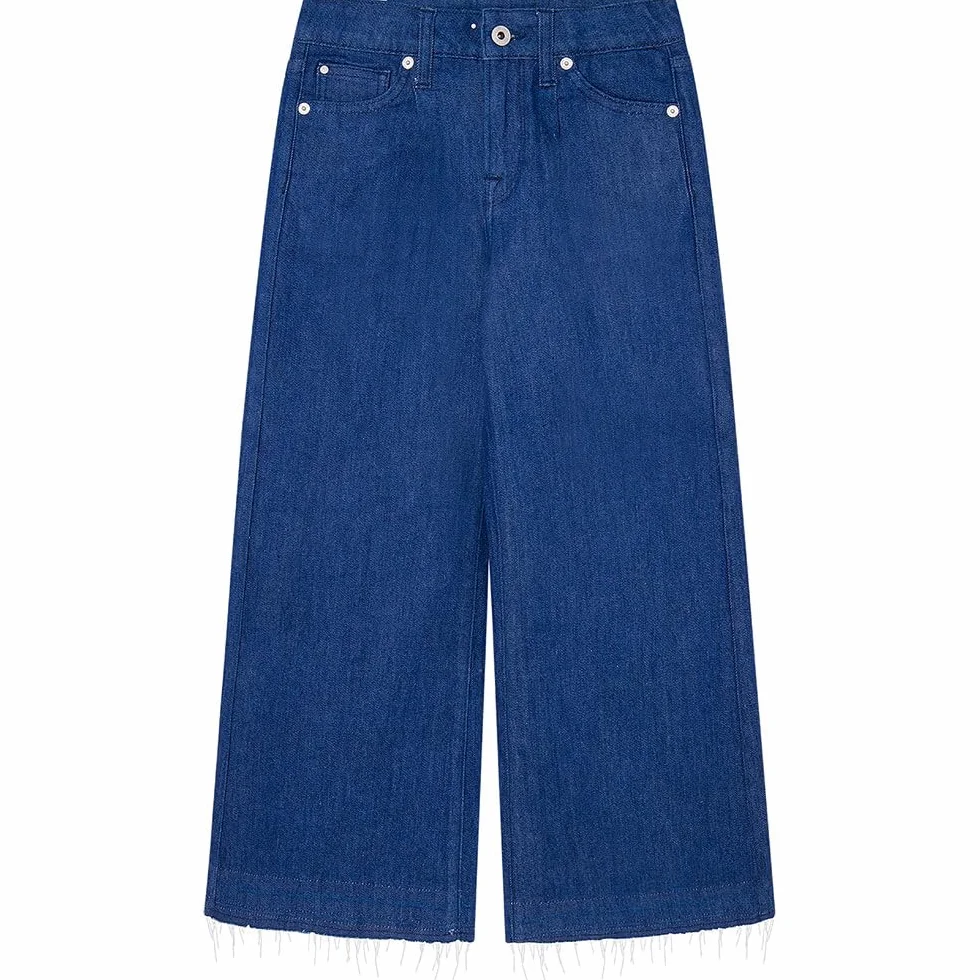 Pepe Jeans Dziewczęce dżinsy z szerokimi nogawkami Undone Jr, Niebieski (denim), 10 lat