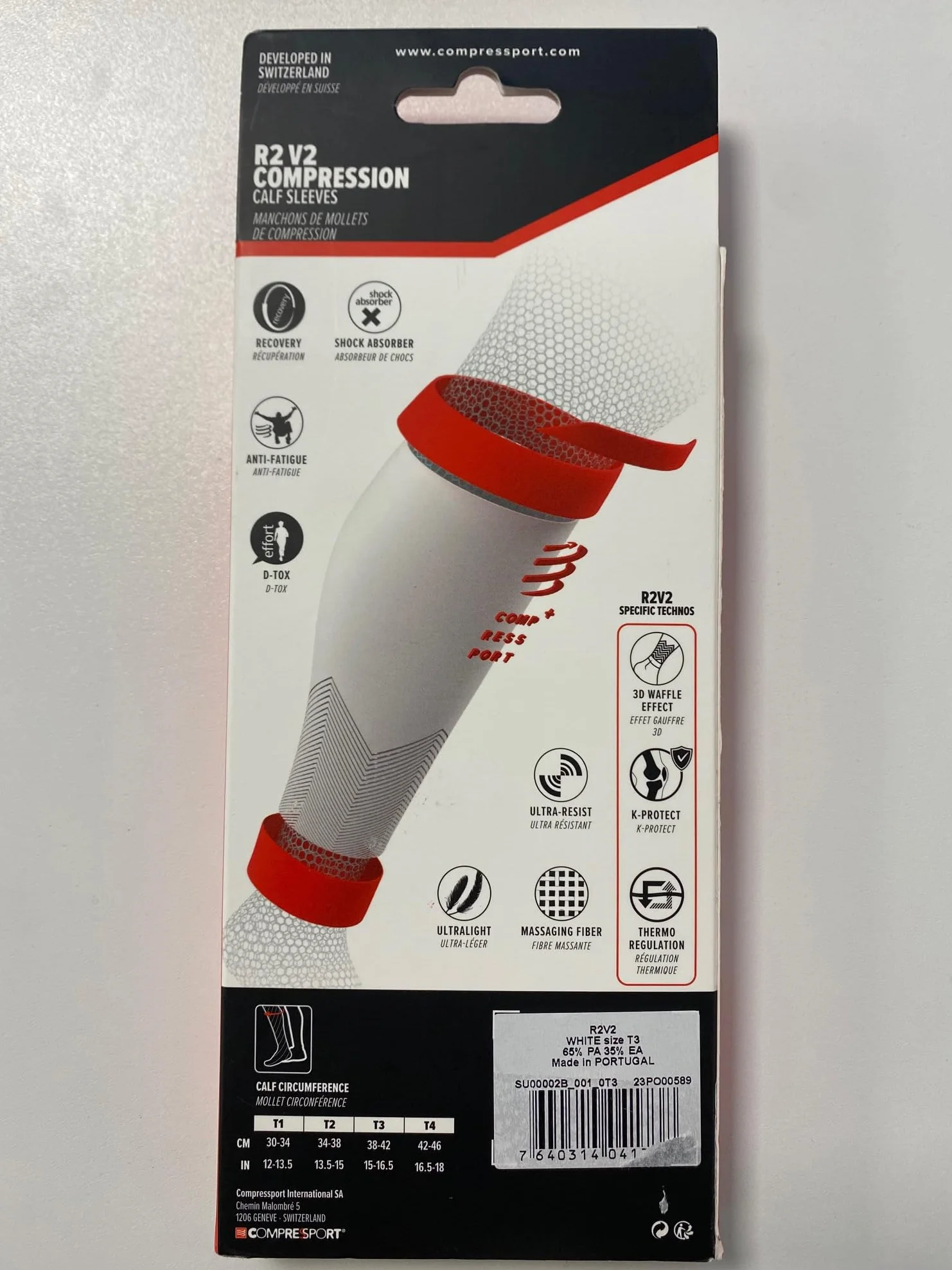 COMPRESSPORT R2v2 pokrowiec kompresyjny biały T3