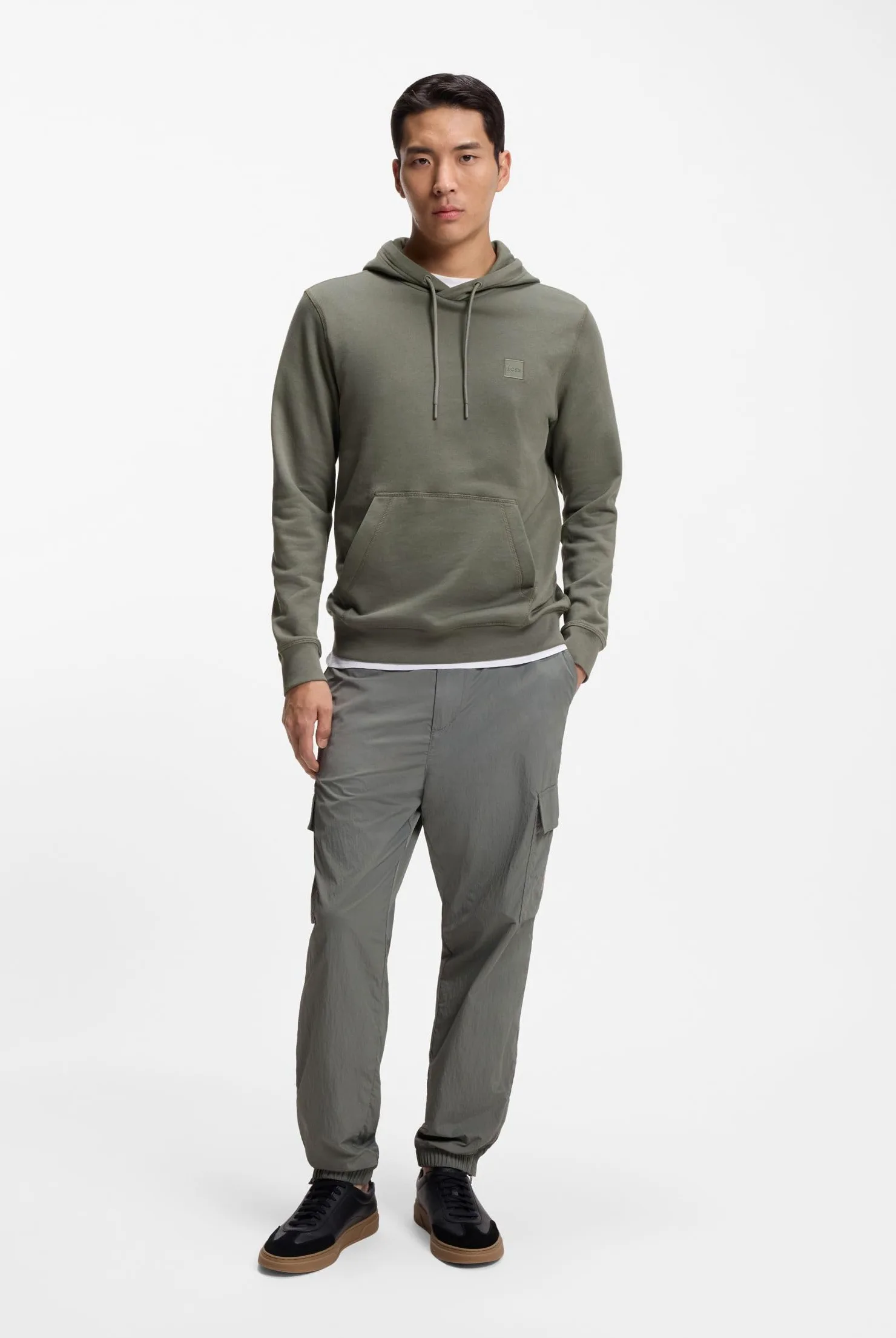BOSS Męska bluza z kapturem Wetalk z bawełny Terry z naszywką z logo, Open Grey76, L