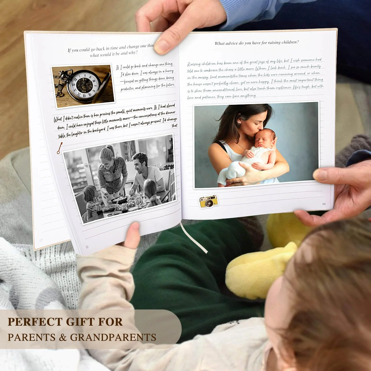 Lanpn Dziennik z historią życia dziadków z podpowiedziami, lniany dziennik dziedzictwa, mama i tata, pamiętnik, pamiętnik, opowiedz mi o swoim życiu, książka pamięci do wypełnienia, prezent dla