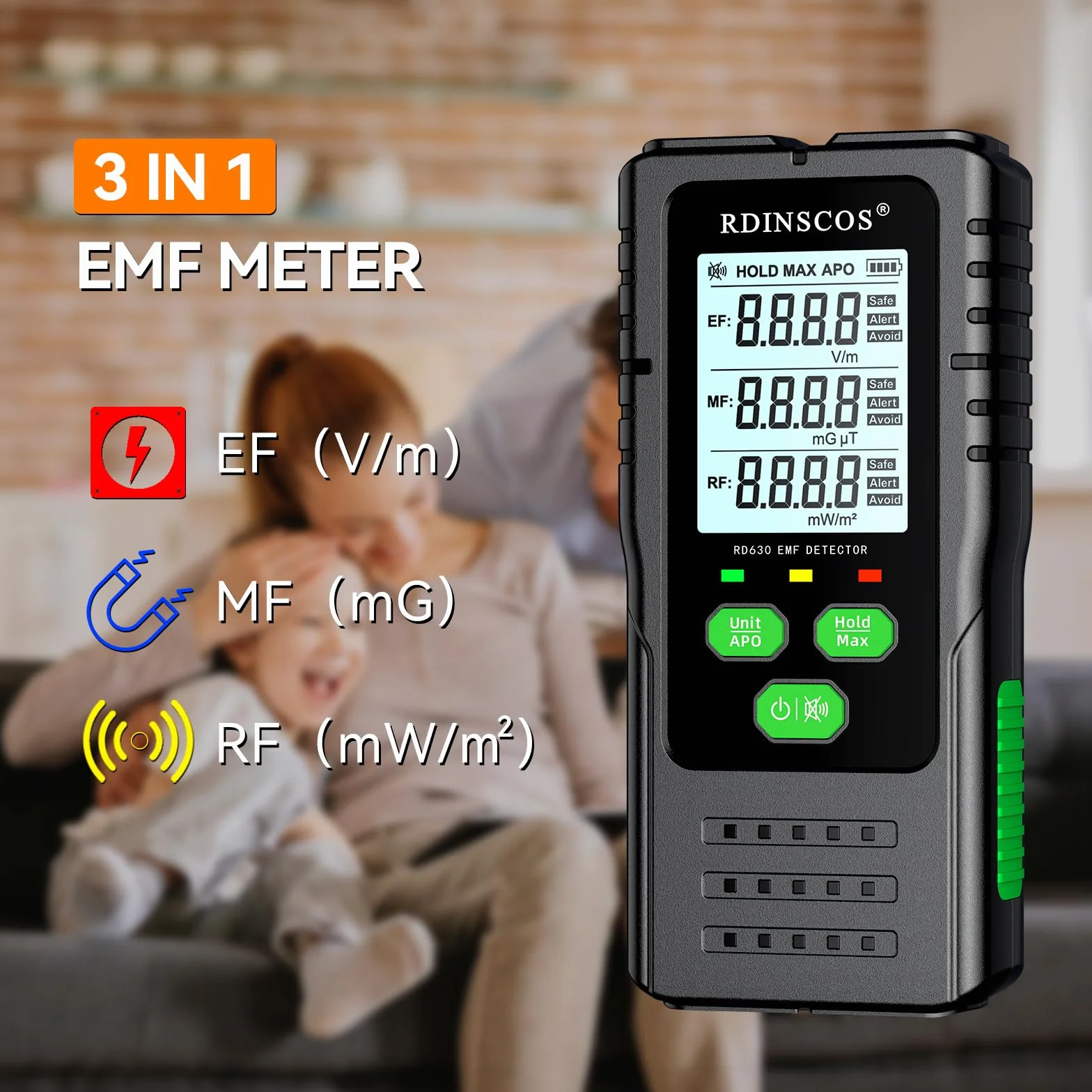 EMF detektor promieniowania, cyfrowe pola elektromagnetyczne, trzymany ręcznie, EF/MF/RF, do polowania na duchy, do domu, biura, na zewnątrz