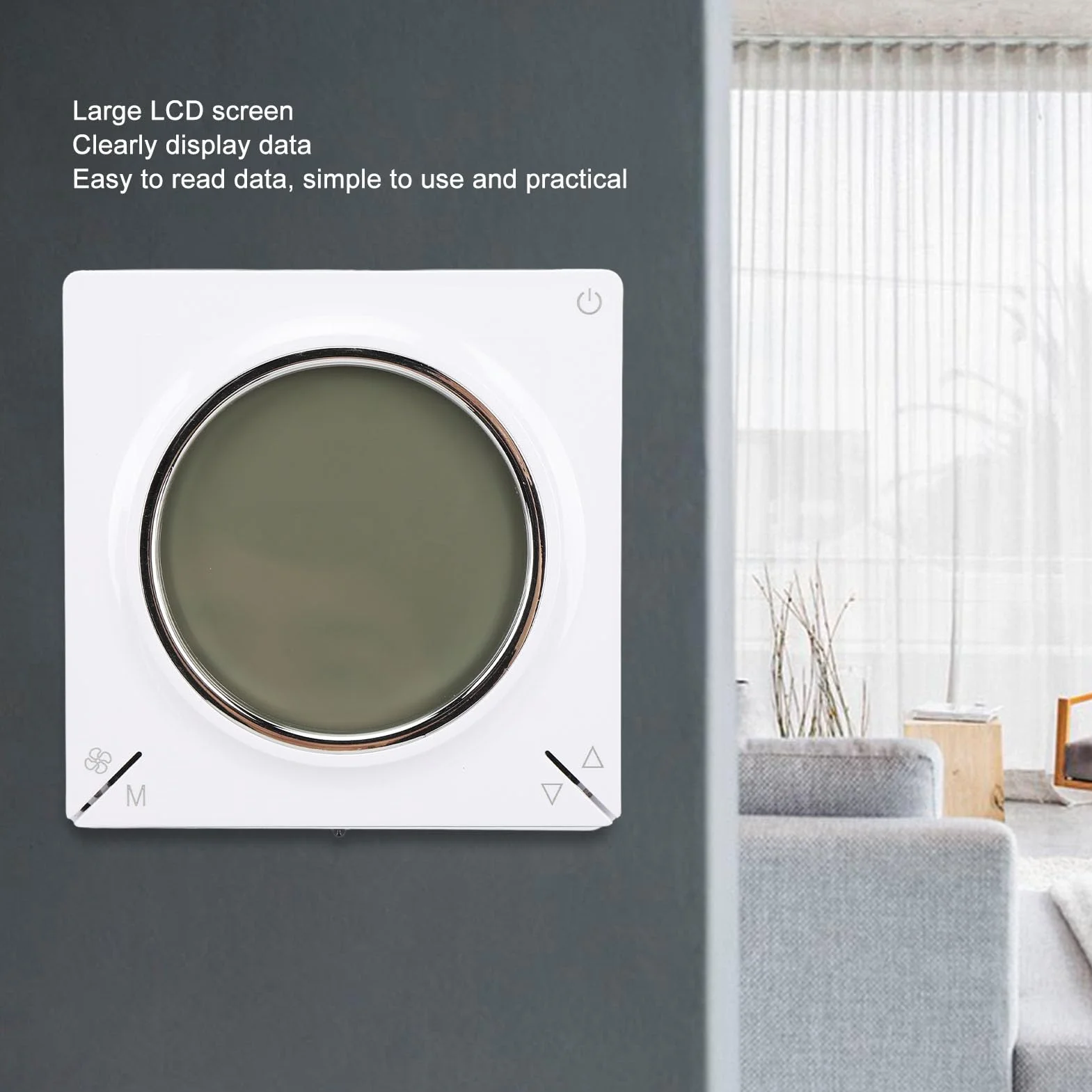 Panel Sterowania Termostatem do Domowej Klimatyzacji, Panel Kontroli Temperatury z Dużym Wyświetlaczem LCD, Tryb Ręczny i Timer, Typ Klucza