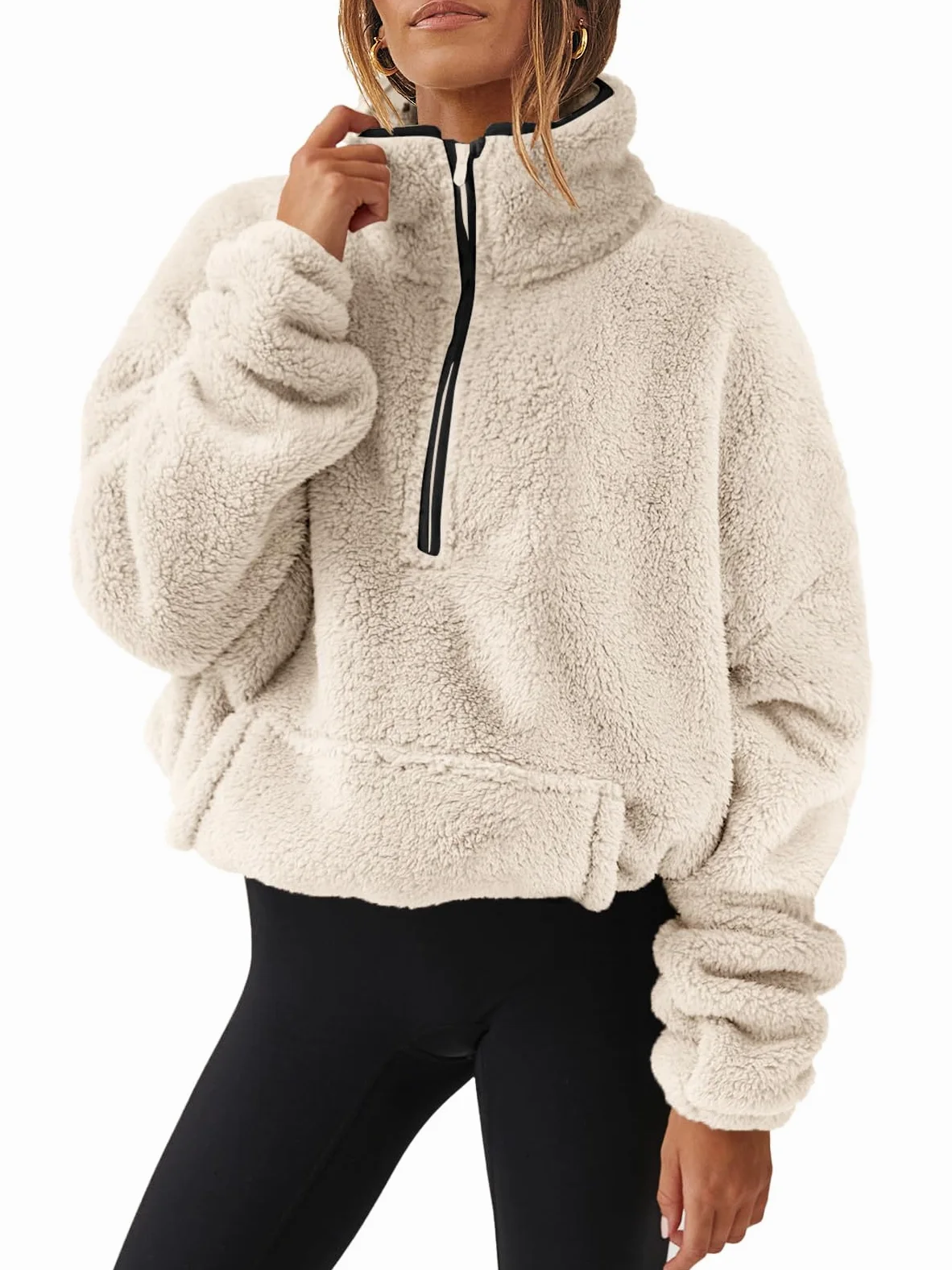 Damskie rozpinane bluzy oversize przycięte bluzy z kapturem na co dzień sweter z polaru topy 2024 moda jesienna
