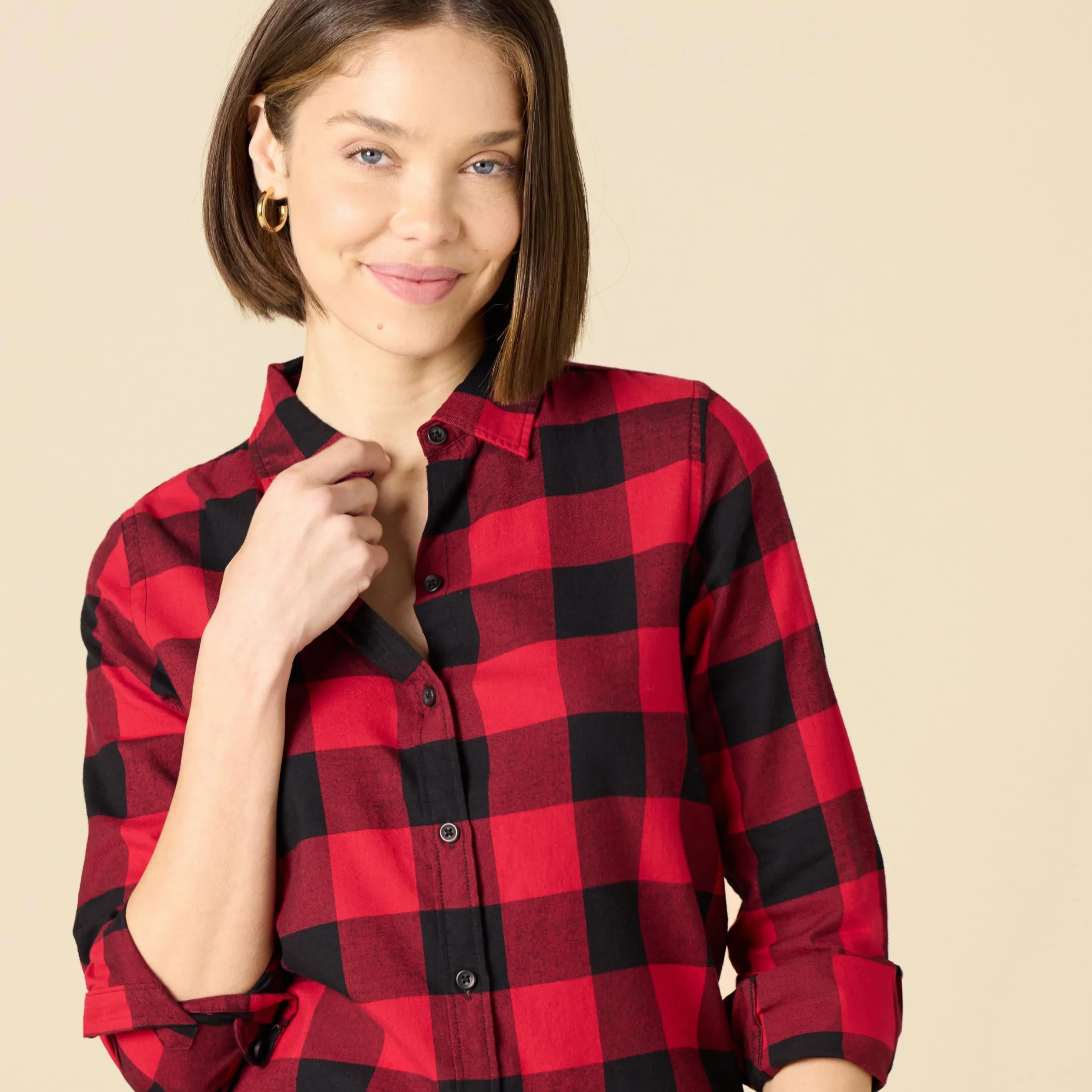 Amazon Essentials Kobiety Lekka flanelowa koszula z długim rękawem w kratę classic fit