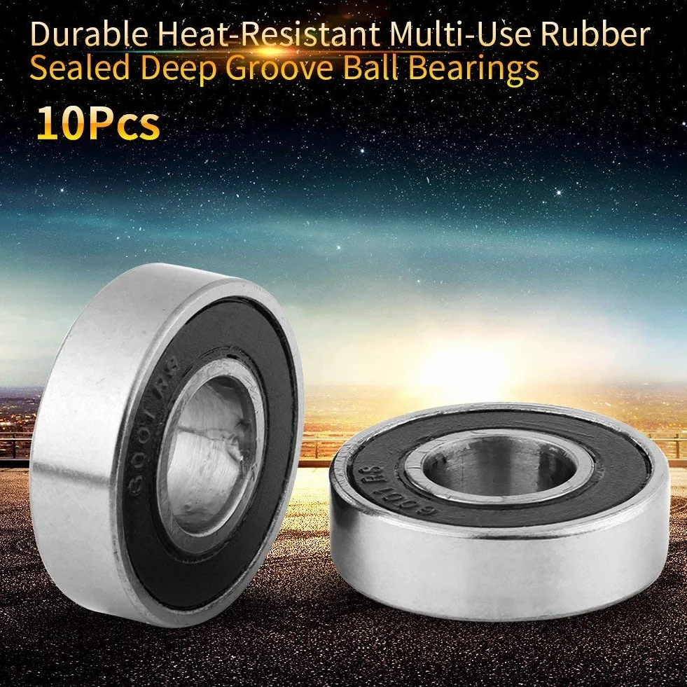 10 pcs Kugellager Lager Rollenlager, Multi-Use-Gummi Sealed Rillenkugellager 6001-2RS (12x28x8mm)
