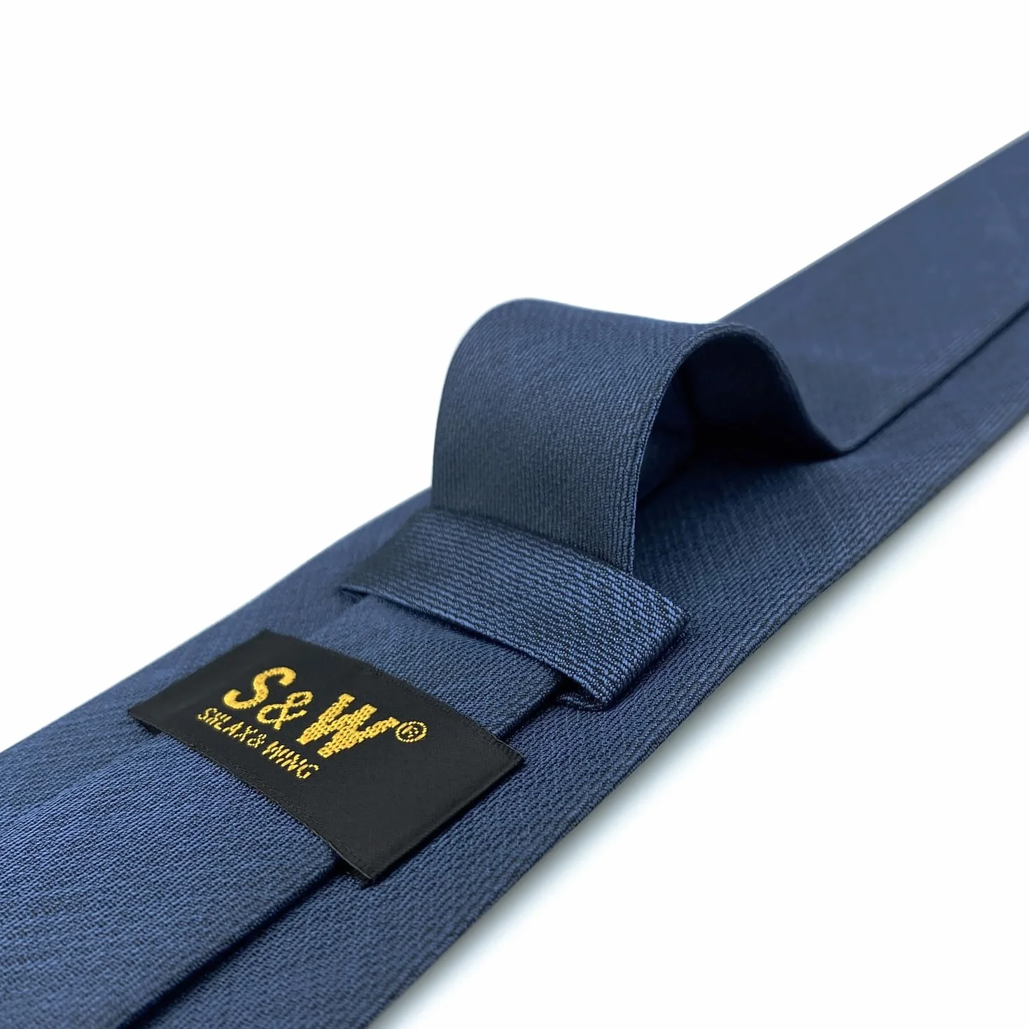 S&W SHLAX&WING Krawaty biznesowe Krawat męski Solid Blue Classic Extra Long XL Set