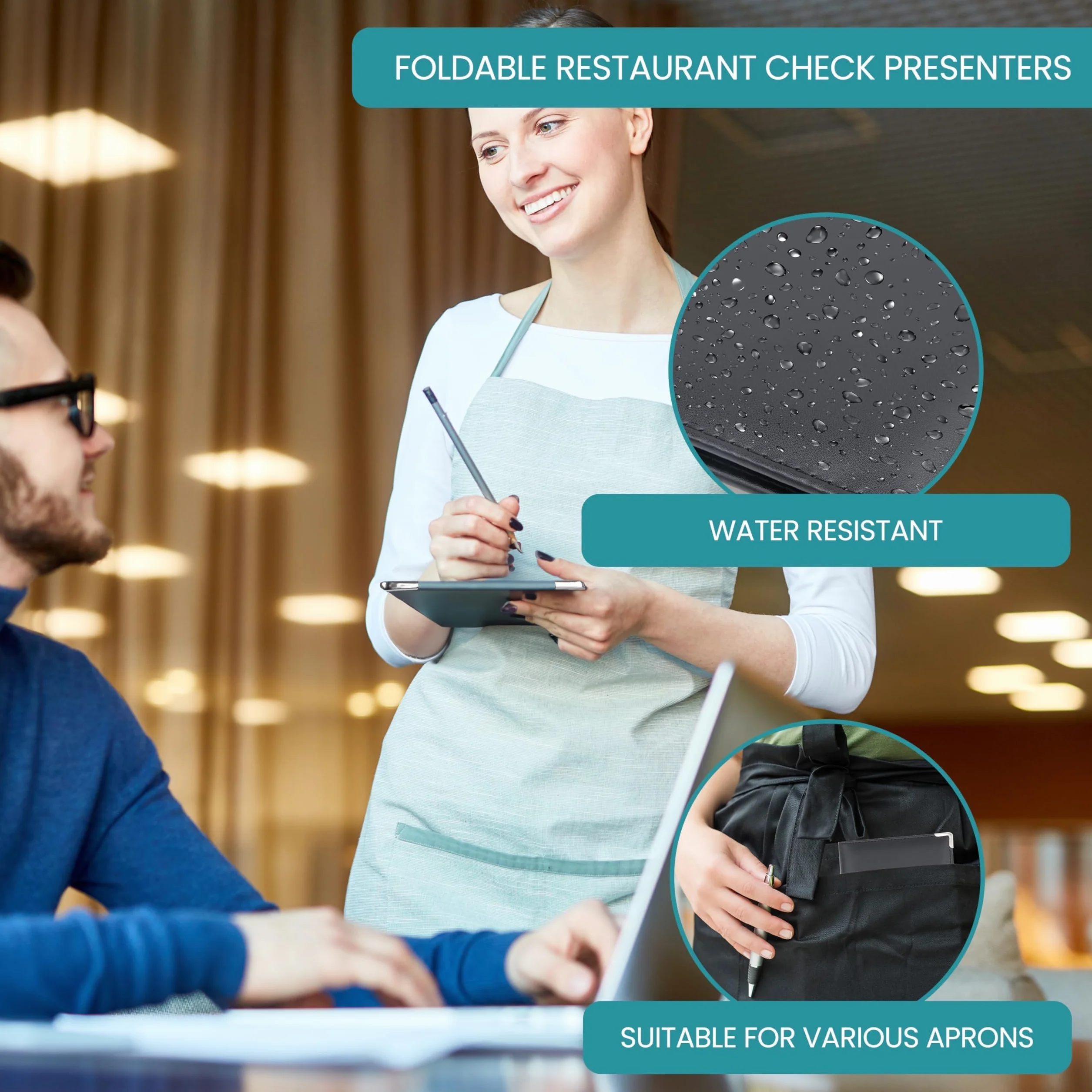 BELLE VOUS Guest Checks Server Note Pads with Folder - 10 książek/500 arkuszy - Waiter/Waitress Paper Checks Notes for Restaurant Food Order Receipt