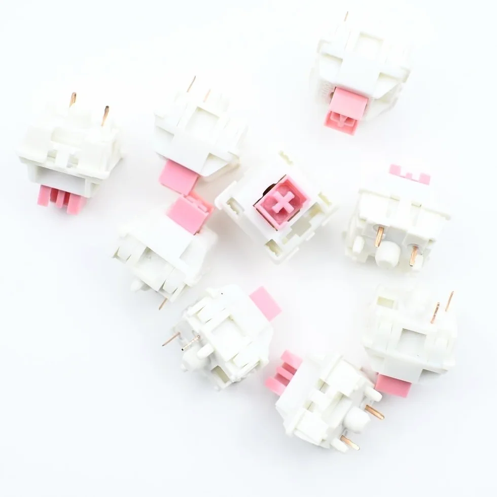 Outemu Cream Pro Switch, 5Pin Pre-Lubed Linear/Silent/Clicky Switch For Custom Mechanical Keyboard (Color : Linear Cream Pink, Size : 90PCS)
