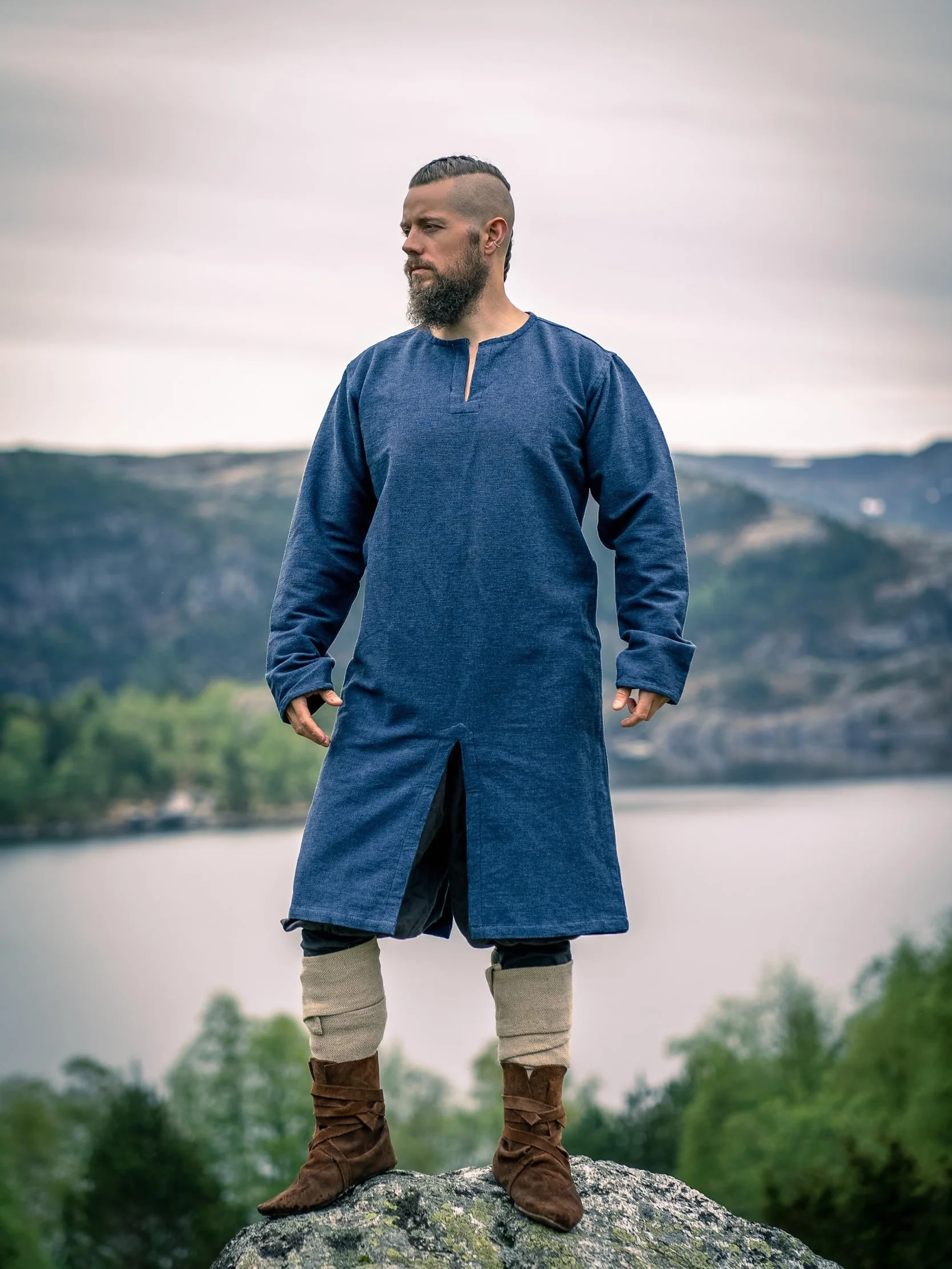 Wikingowie tunika średniowieczna odzież LARP Lennart niebieska