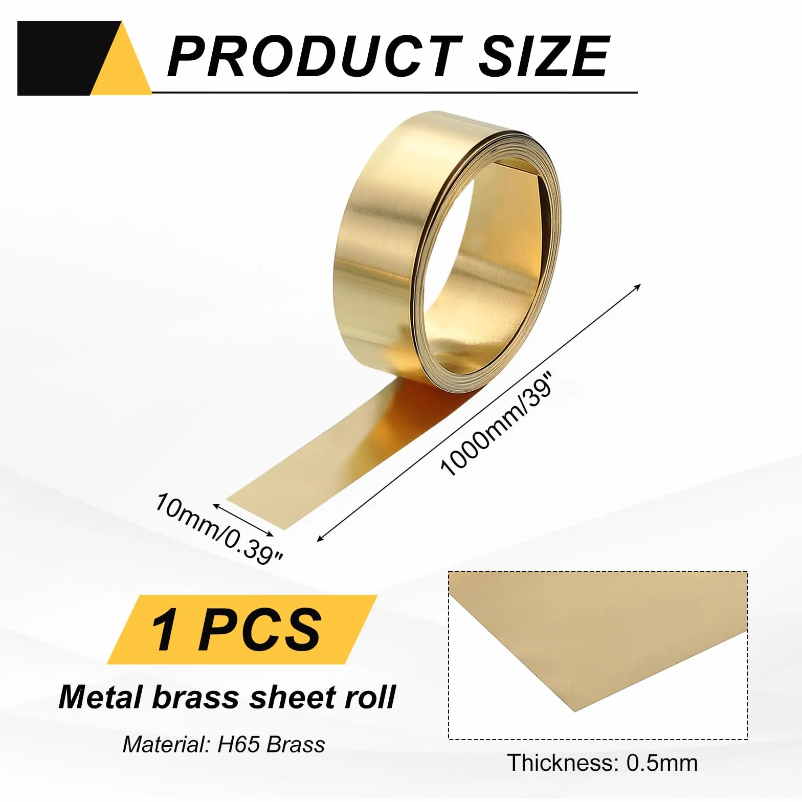 QUARKZMAN Folia metalowa, płyty mosiężne, 1000 x 10 x 0,5 mm, blacha mosiężna, paski, folia mosiężna, blacha, złote paski mosiężne, do przemysłu, napraw elektrycznych, rzemiosła artystycznego