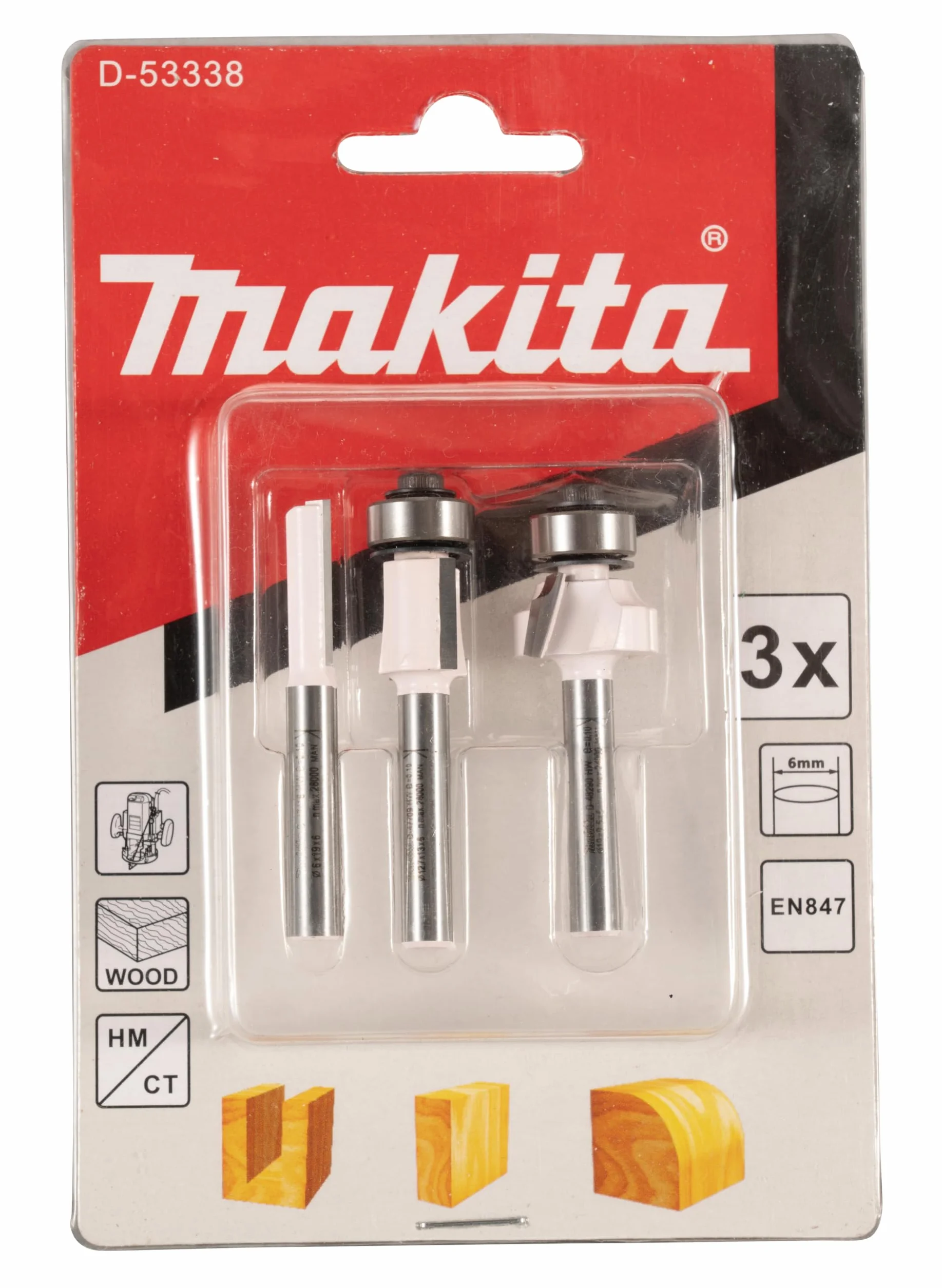 Makita Zestaw frezów 3-częściowy 6 mm, D-53338