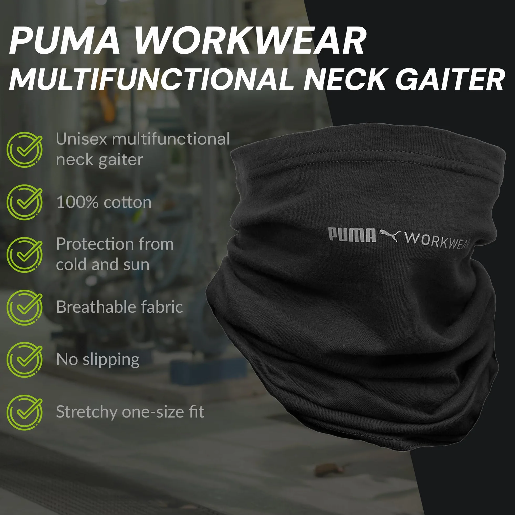 PUMA Workwear – chusta wielofunkcyjna dla kobiet i mężczyzn – komin – ocieplacz na szyję – wiatroszczelna – idealna do pracy na świeżym powietrzu
