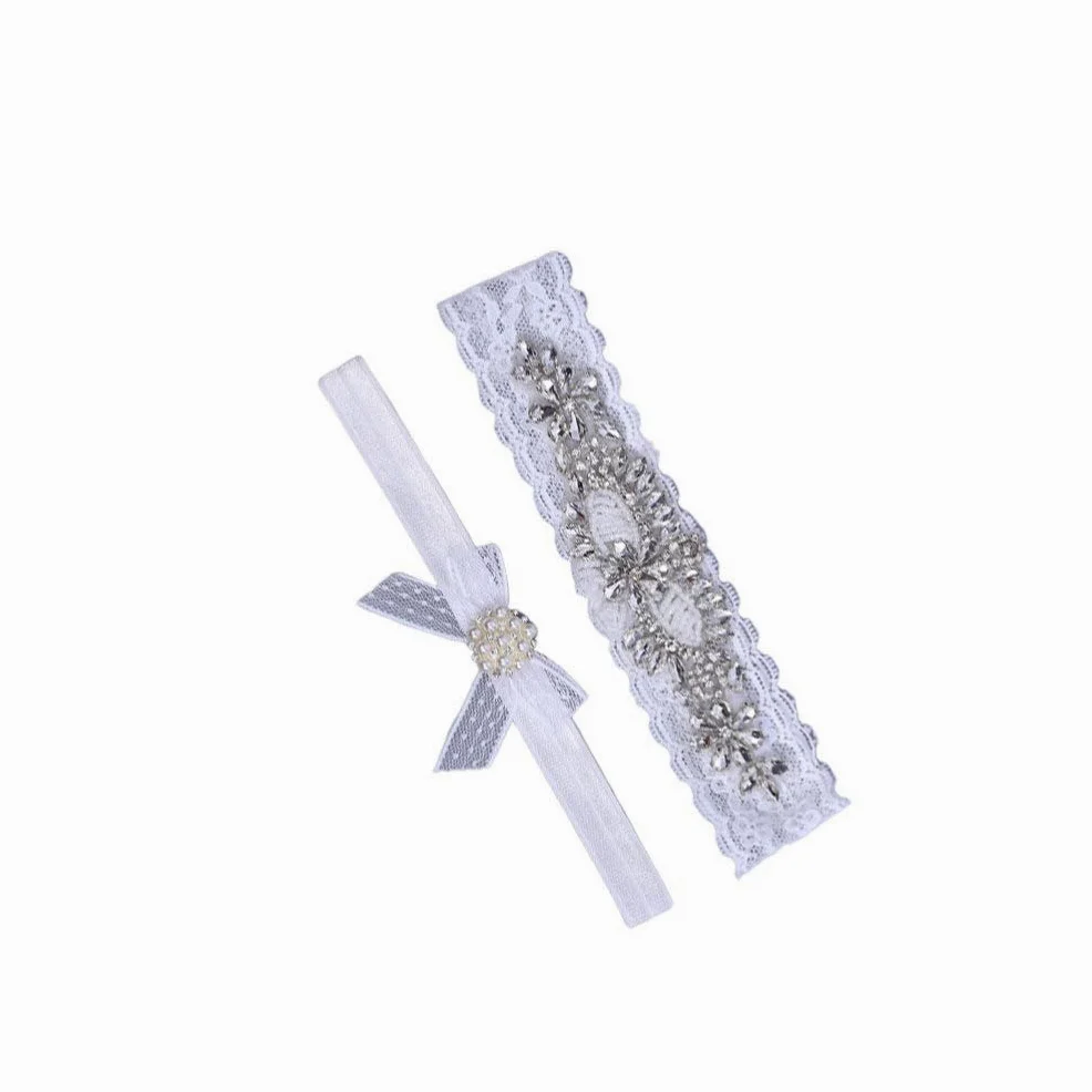 Pas 2 szt. Ślubne ślubne ozdoby do pończoch na nogę perła Rhinestone koronkowa panna młoda ozdoba na nogę pasy do pończoch dla dziewczynek kobiet Ladies