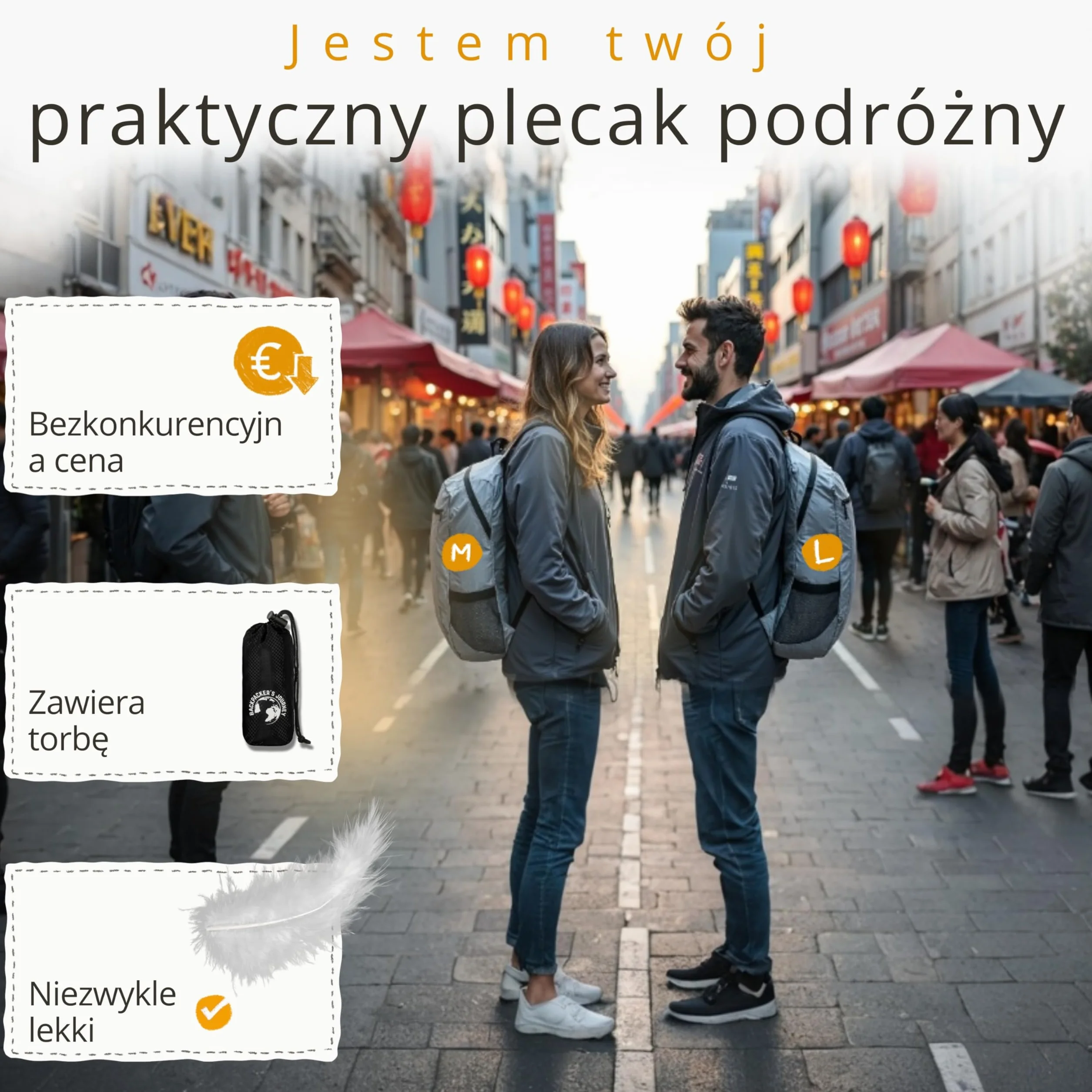 Składany plecak ultralekki mały rozmiar Backpacker's Journey