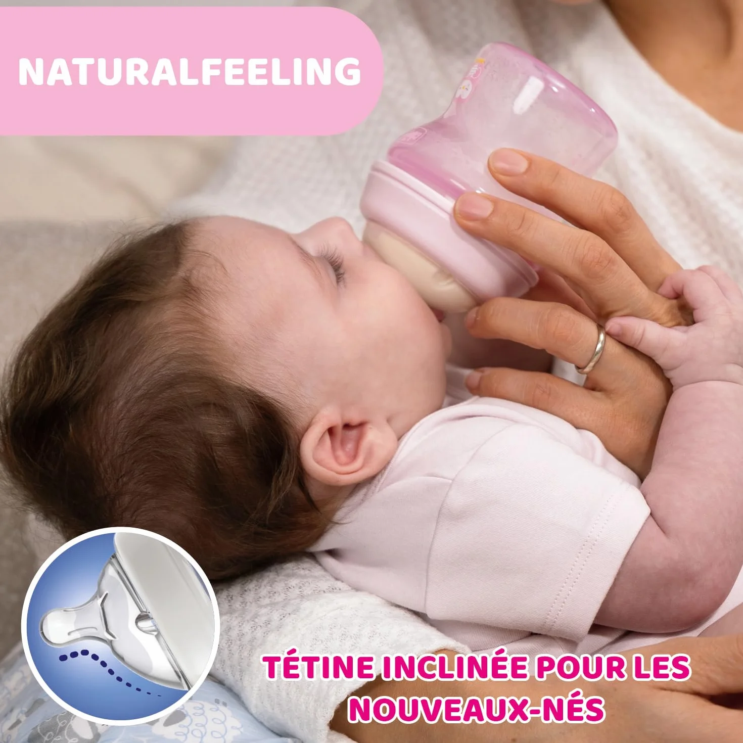 Chicco Butelka Natural Feeling, Antykolkowa, Dla Niemowląt 0 miesięcy + 150 ml, z Miękkim i Elastycznym Silikonowym Smoczkiem, Odpowiednia do Karmienia Naprzemiennego, Przepływ Wolny, kolor neutralny