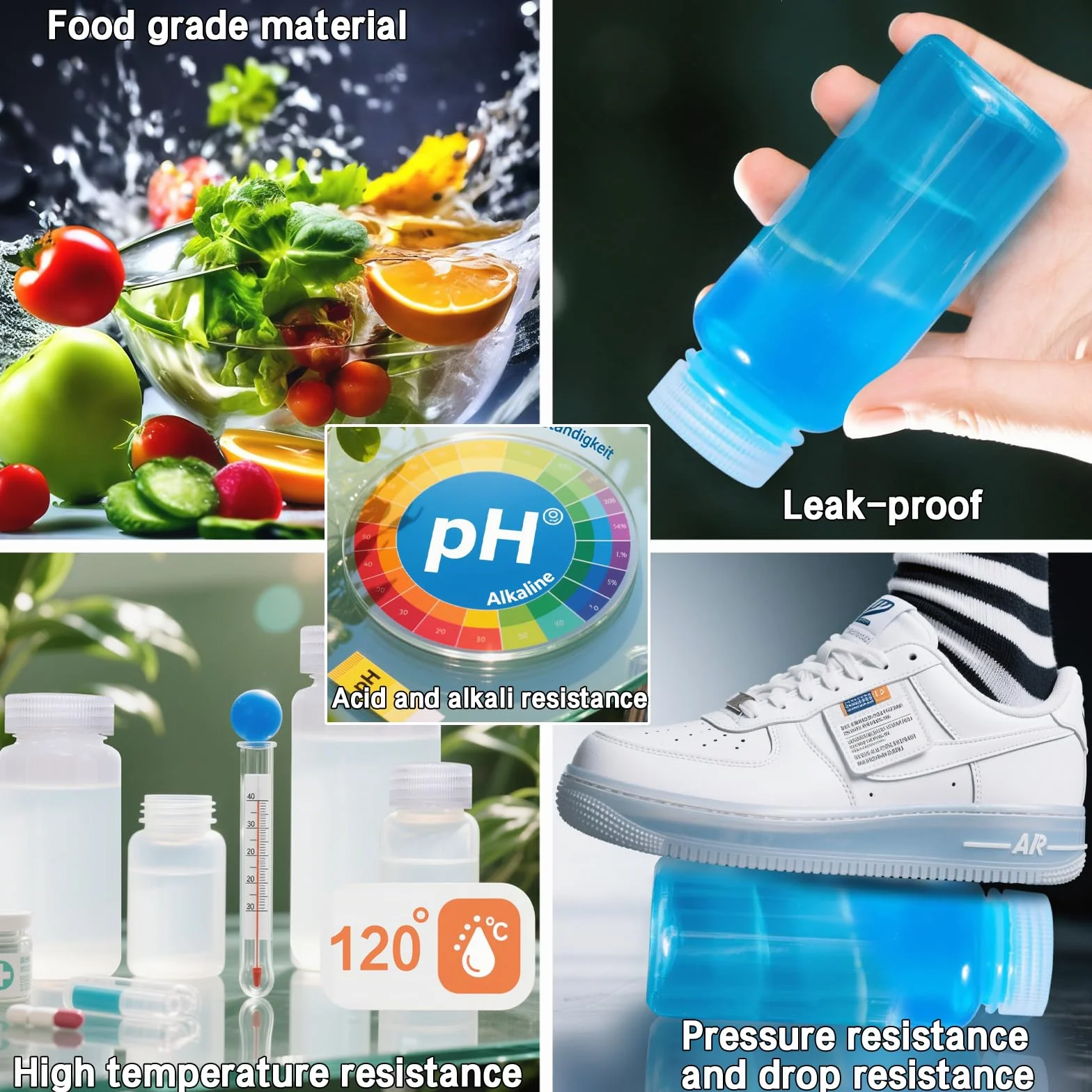 Butelka laboratoryjna HDPE 125ml szerokoszyjkowa pusta z bezpiecznym zamknięciem 4 sztuki