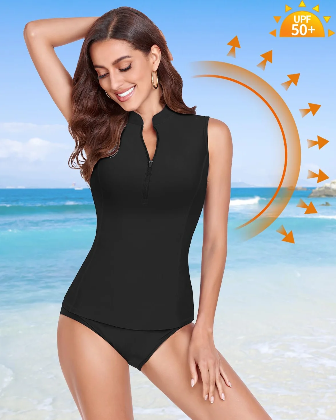 WOWENY Damska koszulka do pływania tankini ochrona przed słońcem moda kąpielowa
