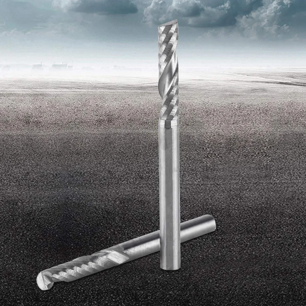 Akozon 10 sztuk frez z węglika wolframu spiralne frezy końcowe pojedynczy ostrze frez frez cnc bity 4mm trzpień