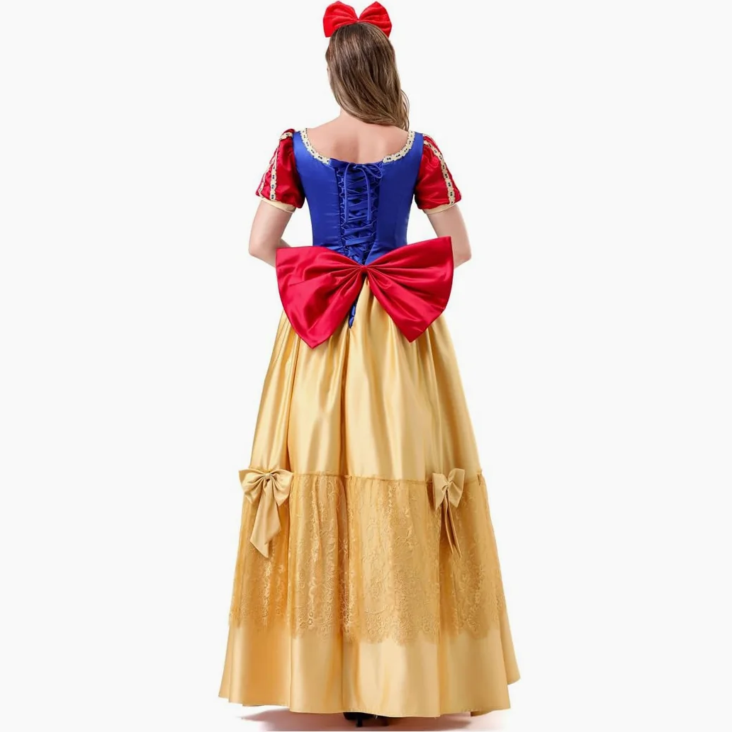Kostium Królewny Śnieżki dla dorosłych kobiet strój księżniczki z bajki idealny na cosplay karnawał i Halloween