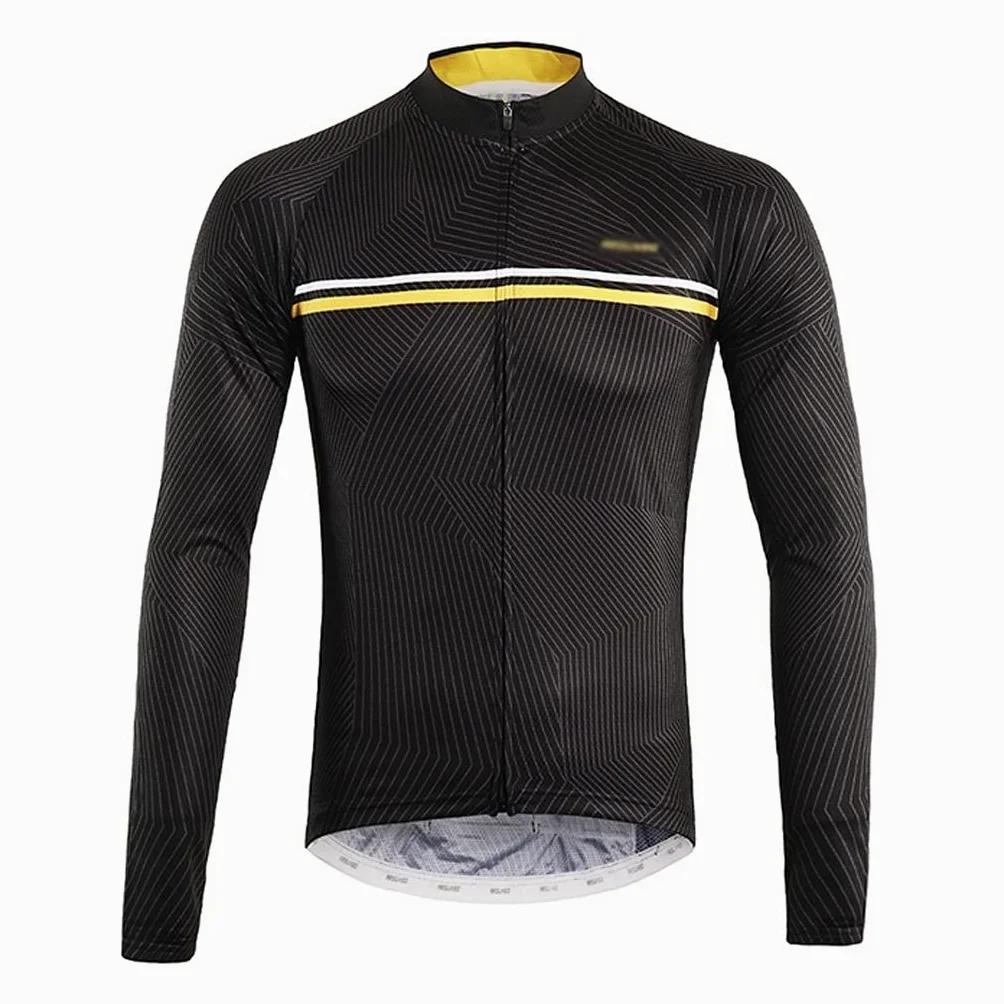 Męska odzież kolarska Jazda na rowerze Męska Letnia rower górski z długim rękawem Top Oddychający Quick-Dry Road Bike Sportswear z tylnymi kieszeniami Męskie koszulki kolarskie(B,XL)