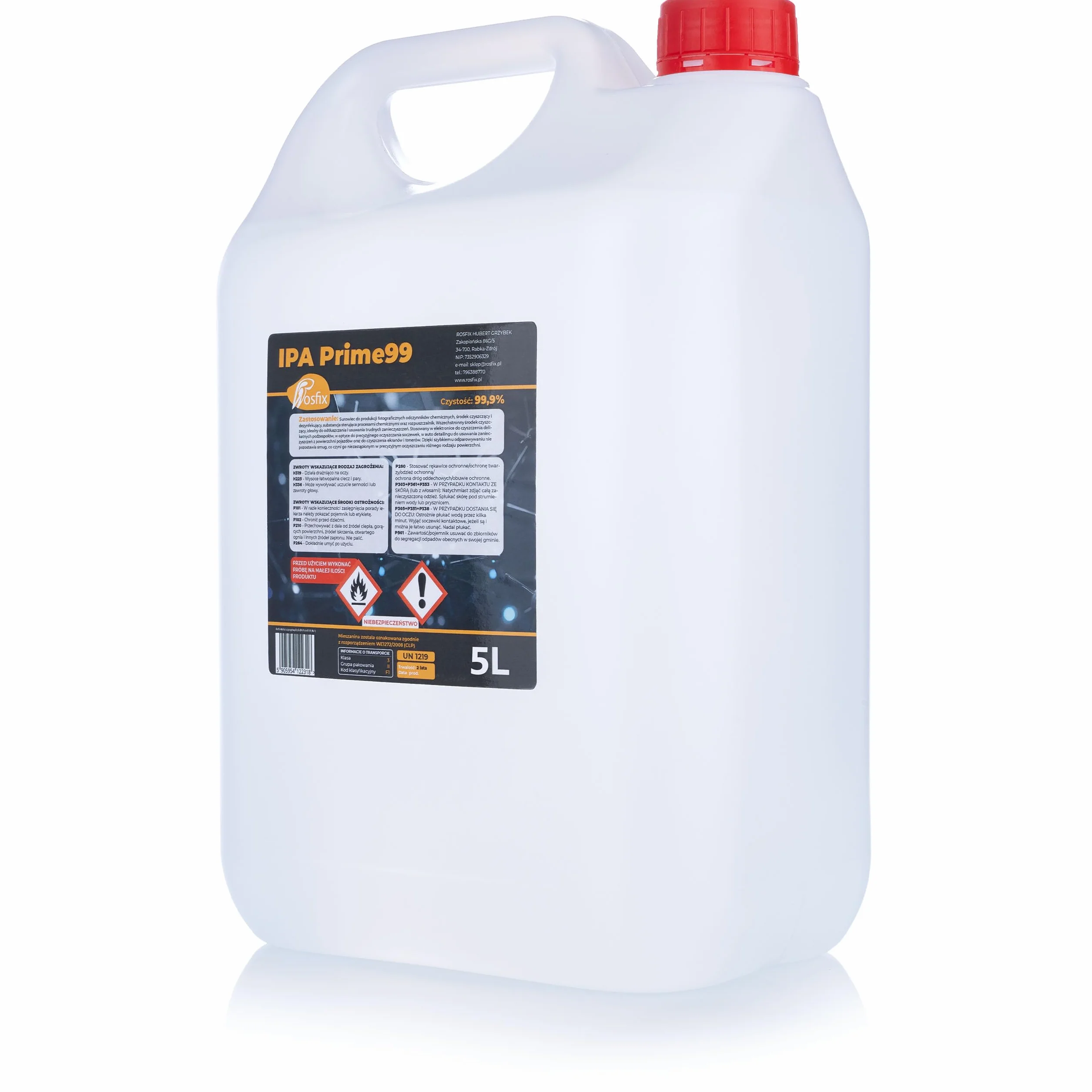 IPA Prime99 izopropanol 99,9% 5 l – alkohol czyszczący o wysokiej czystości | bez pozostałości i szybkoschnący | do elektroniki, optyki, samochodu i laboratorium | środek czyszczący