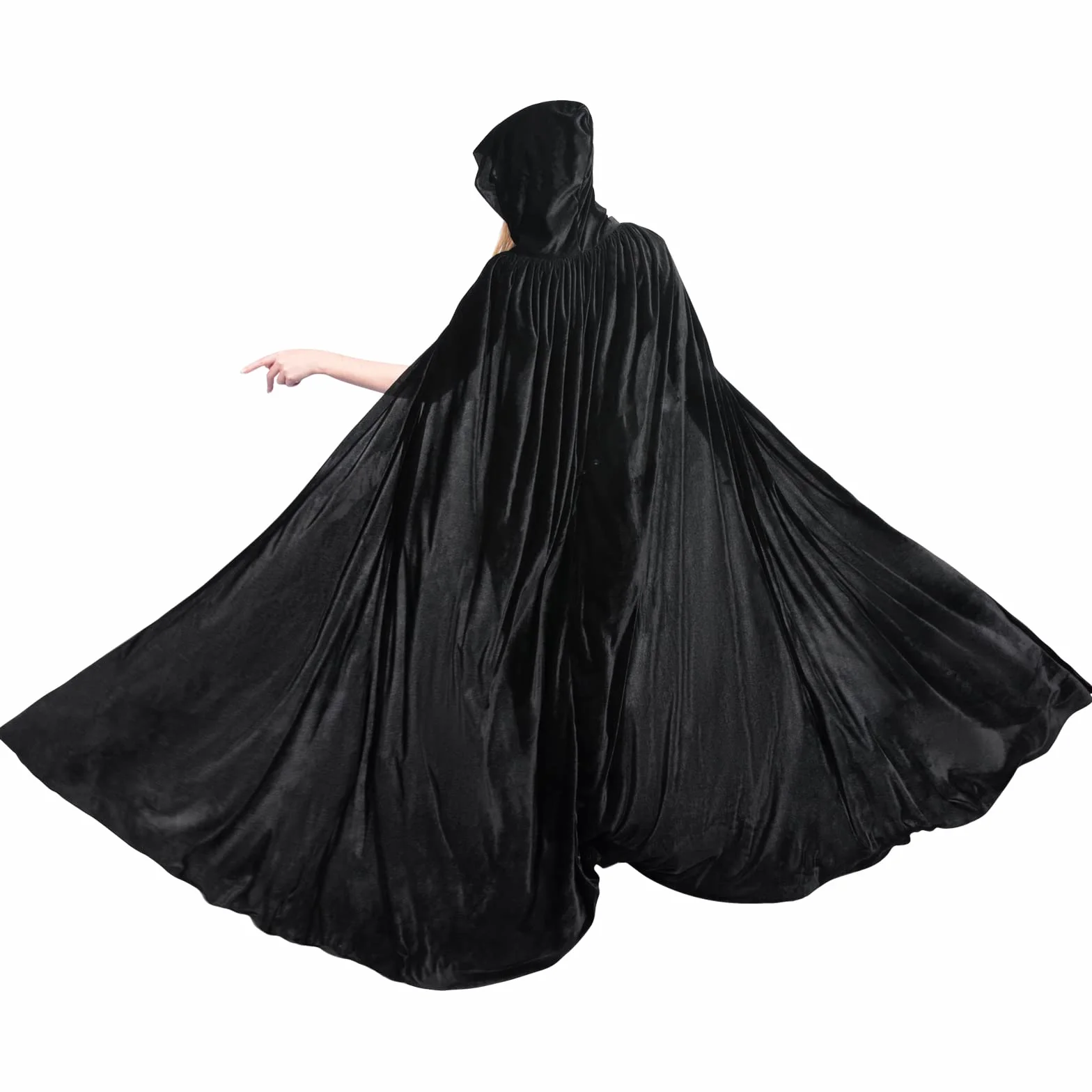 Aksamitny płaszcz z kapturem, uniseks, kostium na Halloween, peleryna, pełnowymiarowa peleryna z kapturem dla diabła czarownicy, czarodzieja, Halloween, Boże Narodzenie, cosplay