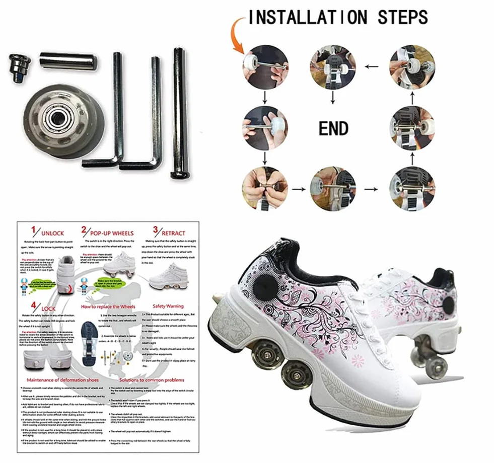 butowrotki, buty dziecięce z wrotkami, buty sportowe, buty do biegania, trampki z wrotkami, dla dziewcząt i kobiet