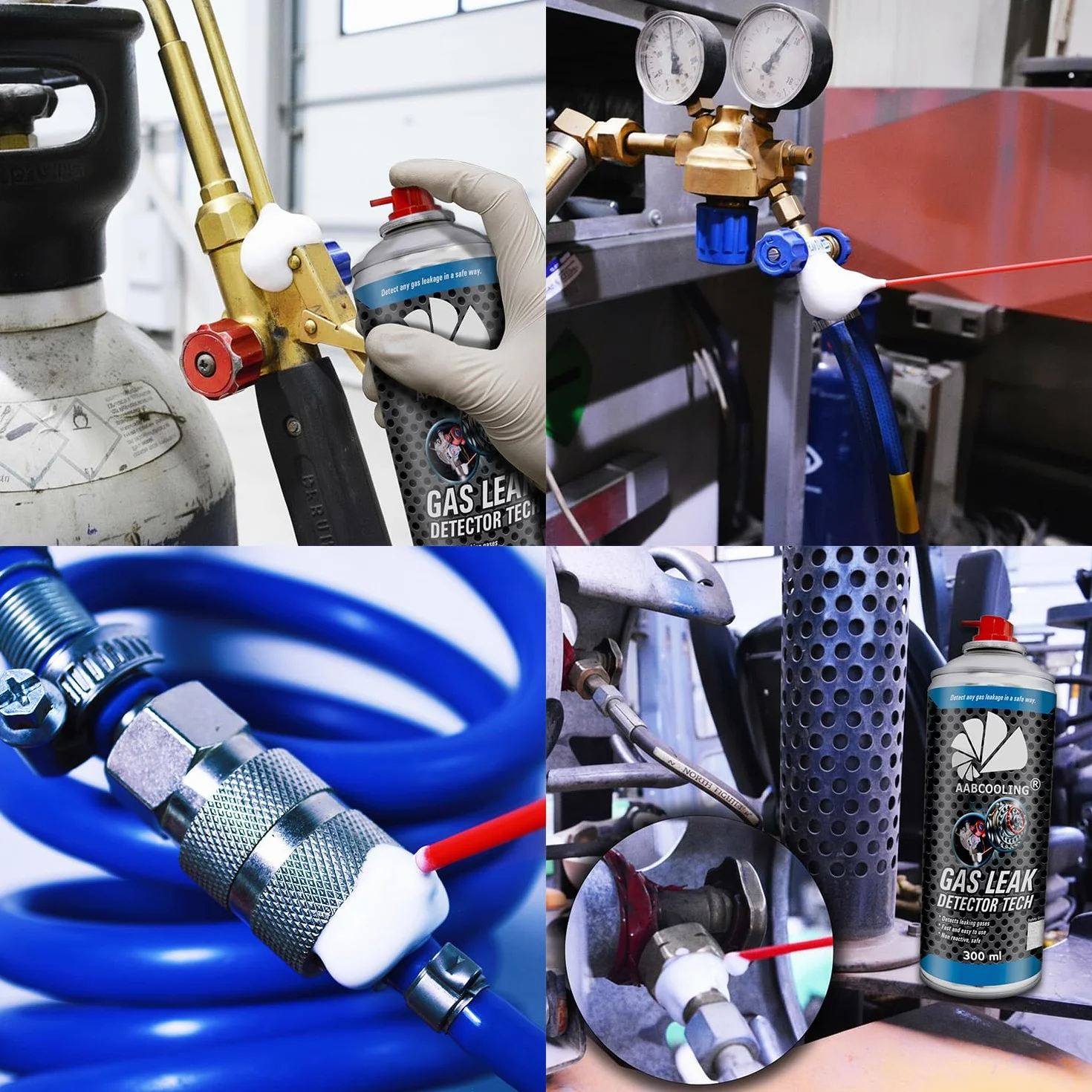 AABCOOLING Gas Leak Detector 300ml - Tester Szczelności Układów Sprężonego Powietrza, Instalacja Pneumatyczna do Malowania, Wykrywacz Nieszczelności w Wężach do Kompresora, Złączkach, Pistoletach