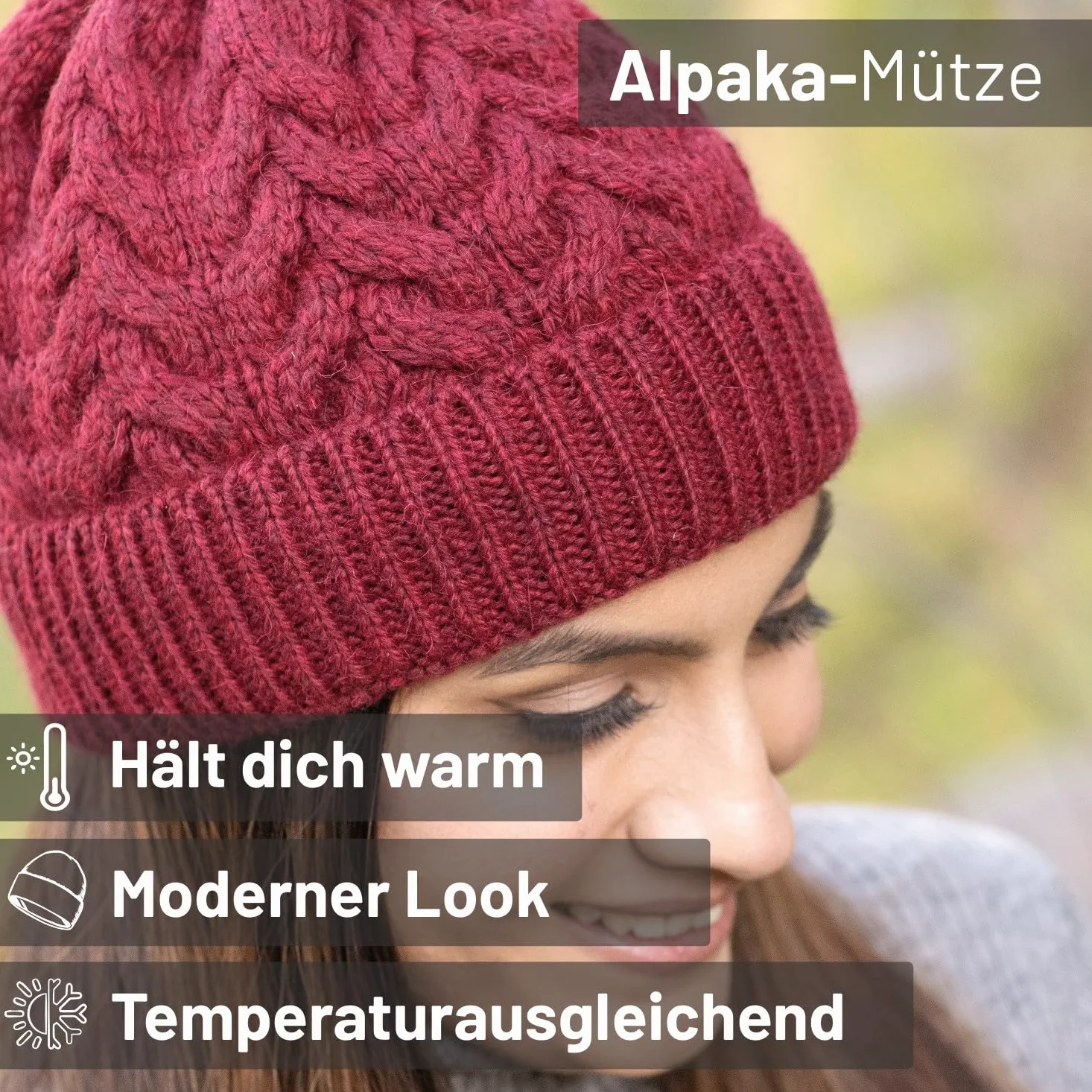 Miękka damska i męska czapka z alpaki ze 100% wełny alpaki w 8 kolorach - wysokiej jakości zimowa czapka dzianinowa/czapka wełniana Beanie firmy HansaFarm, Braun - NFA06, jeden rozmiar